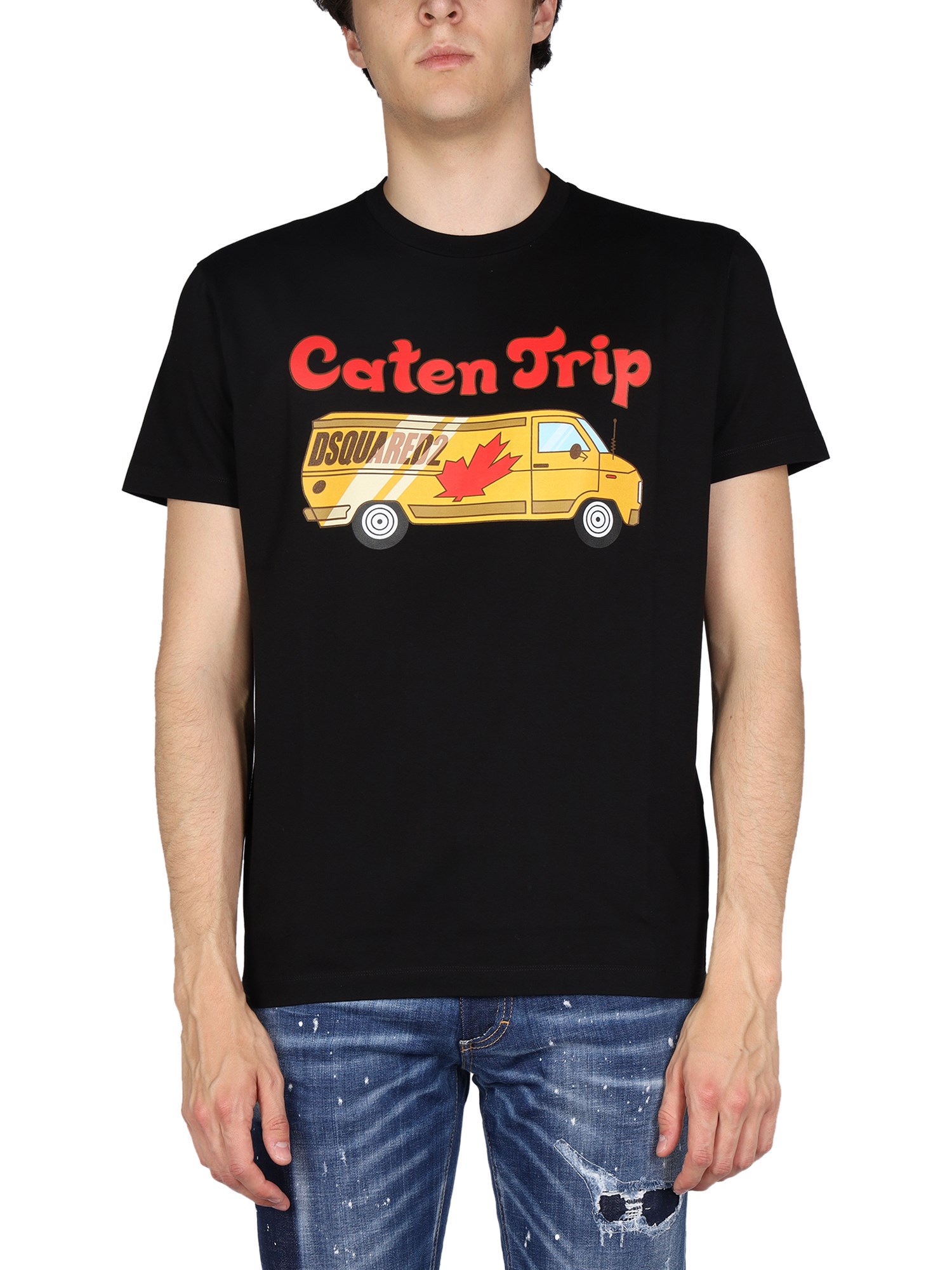 Dsquared2 Black Caten Trip T-shirt In Black