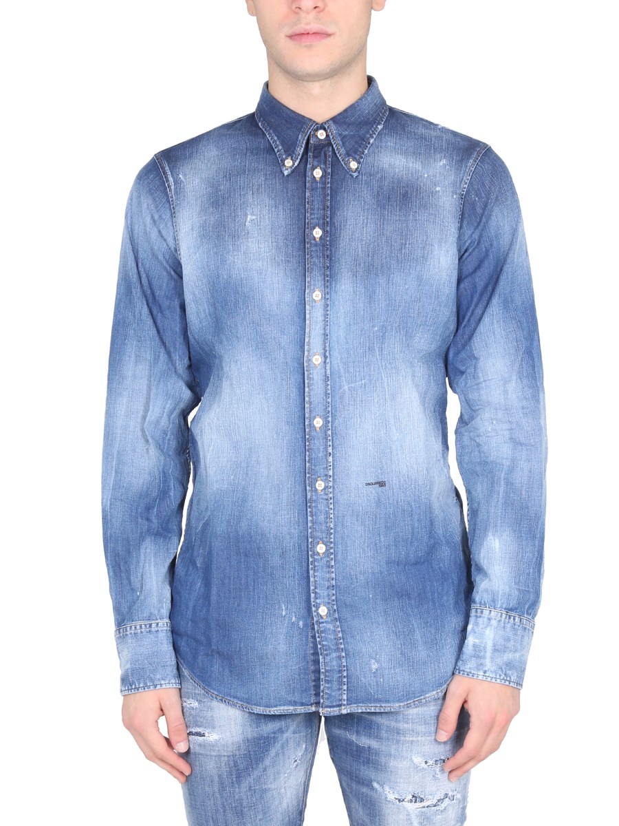 DSQUARED - EASY SLIM 70'S STRETCH COTTON DENIM SHIRT - Eleonora