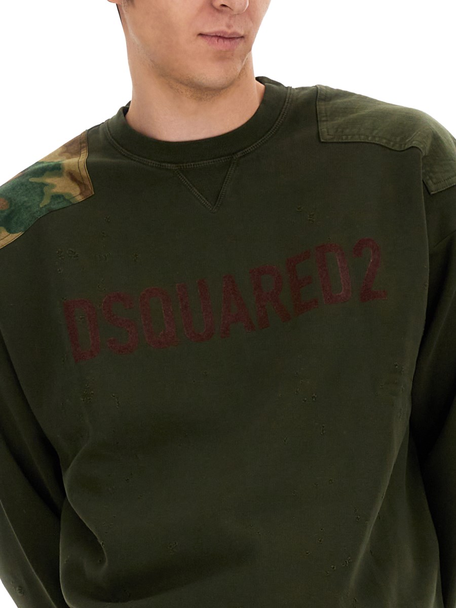 DSQUARED COTTON SWEATSHIRT WITH FLOCKED LOGO Eleonora Bonucci
