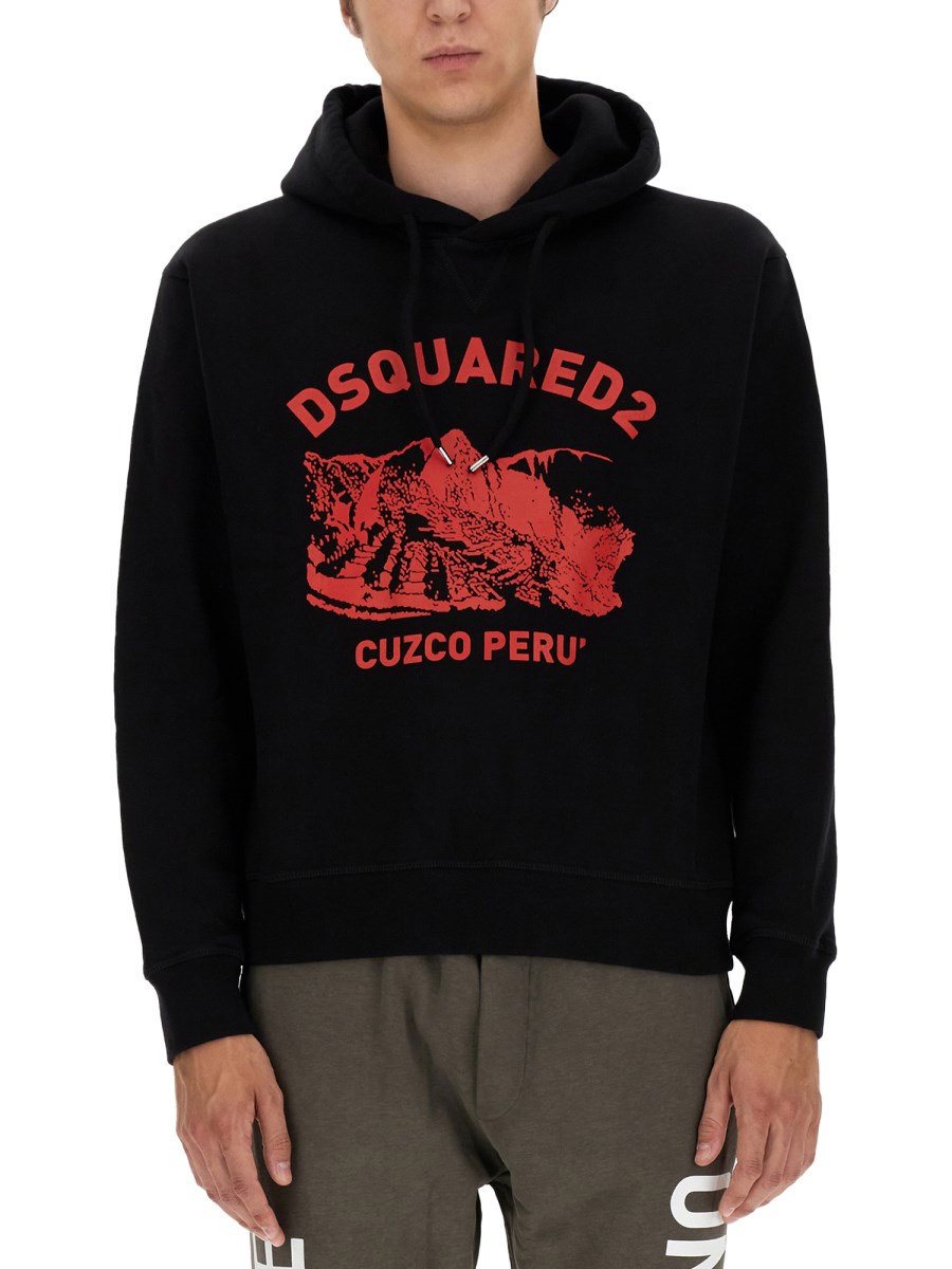 DSQUARED - COTTON JERSEY D2 CUZCO PRINT SWEATSHIRT - Eleonora Bonucci