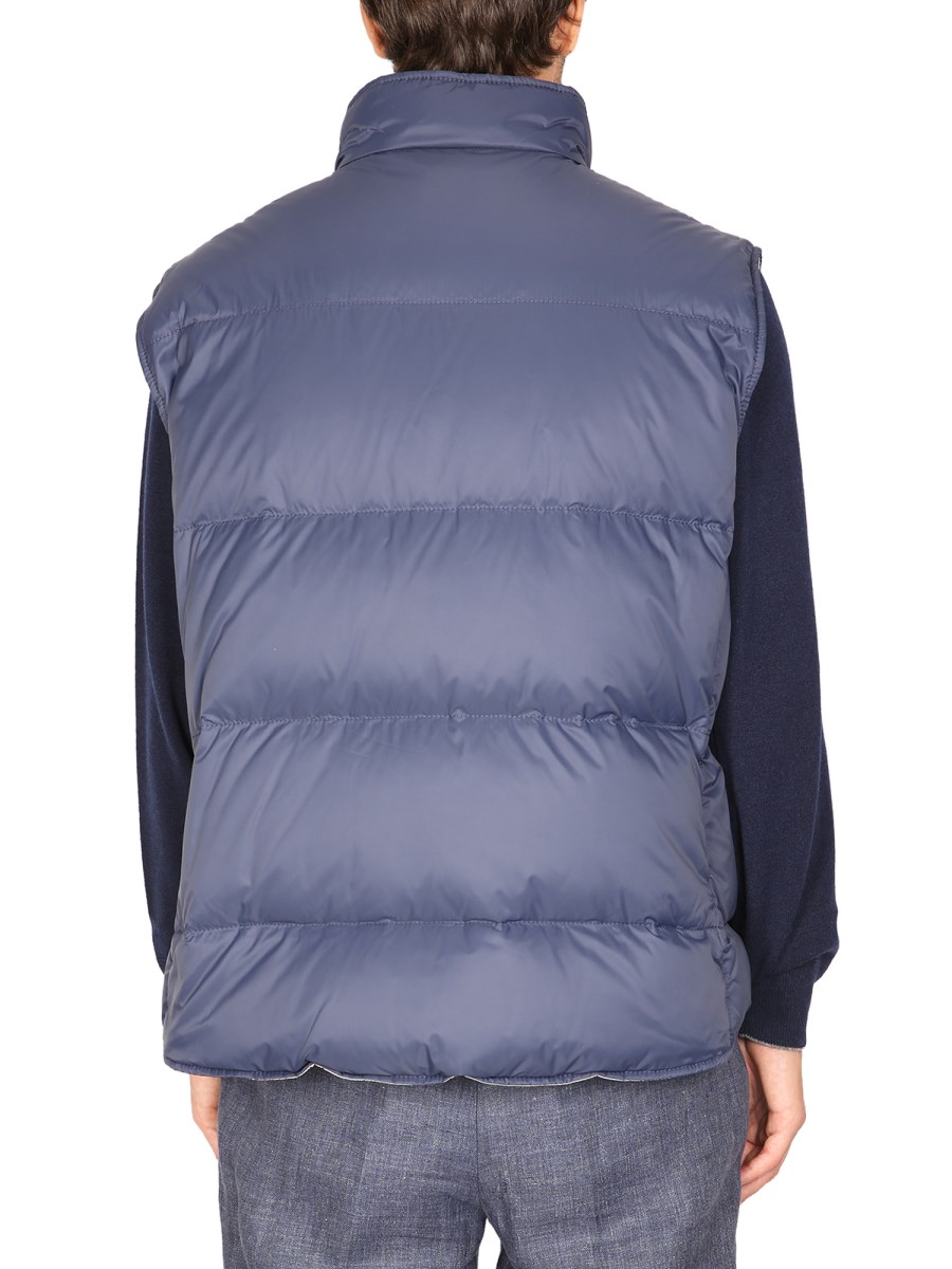 ブルゾン Brunello Cucinelli Bordeaux Sleeveless Down Jacket BRUNELLO CUCINELLI - Suede Leather Down Vest Brunello Cucinelli