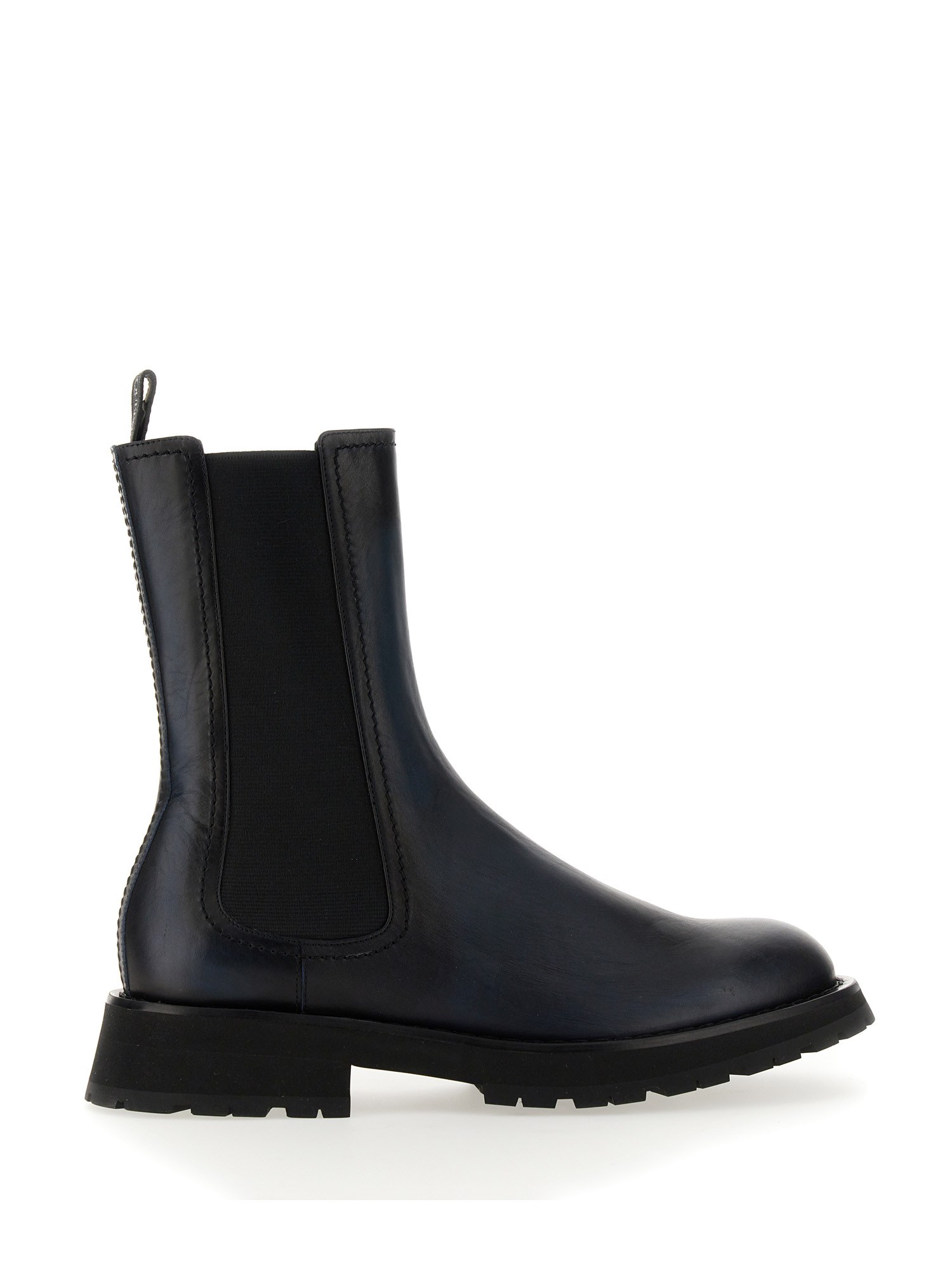 Alexander Mcqueen Ankle Boot Leather Black Anthracite In Charcoal
