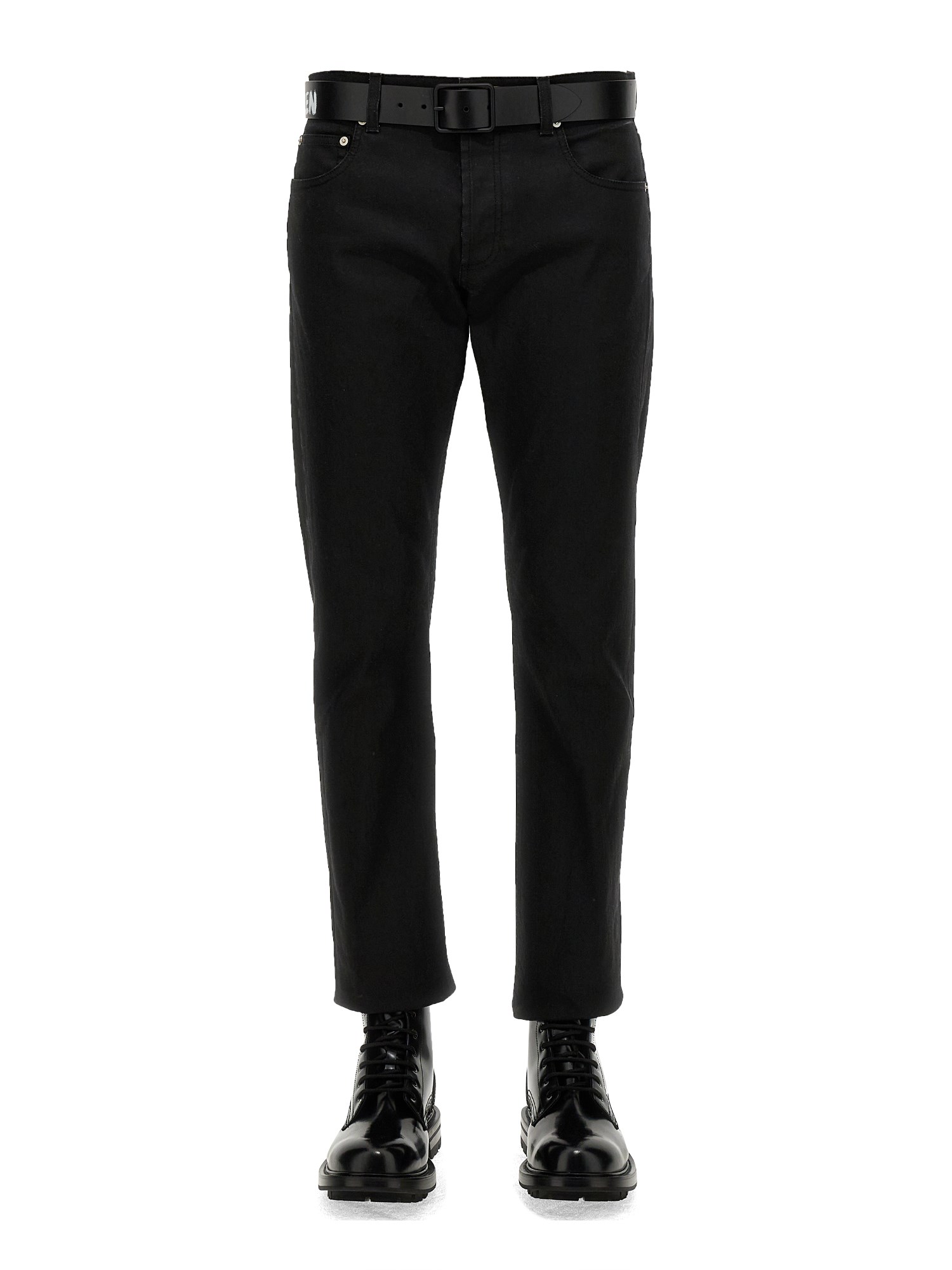 Shop Alexander Mcqueen Jeans With Logo Embroidery In Black