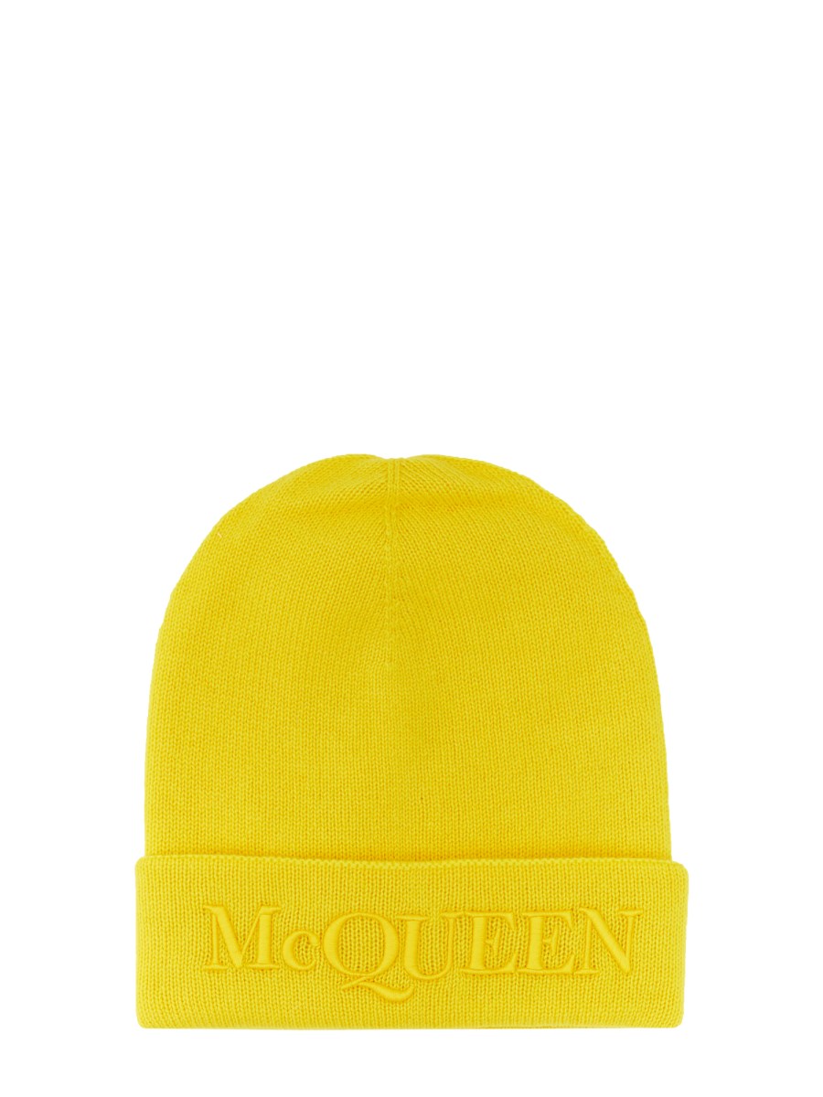 ALEXANDER McQUEEN CAPPELLO IN CASHMERE CON RICAMO LOGO