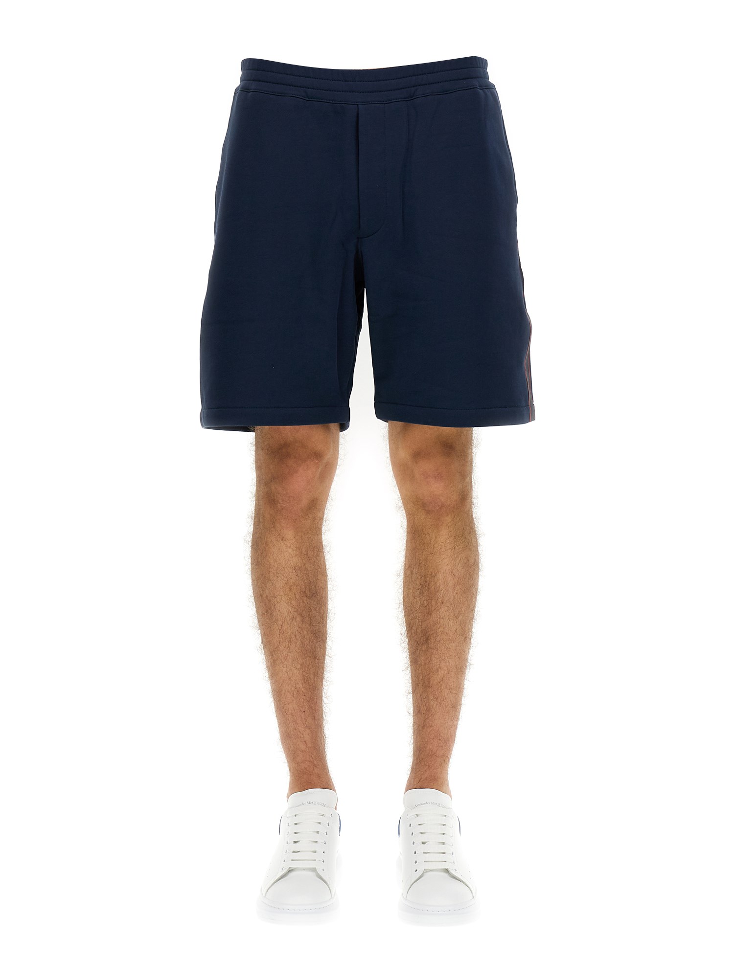 alexander mcqueen bermuda shorts with selvedge logo band