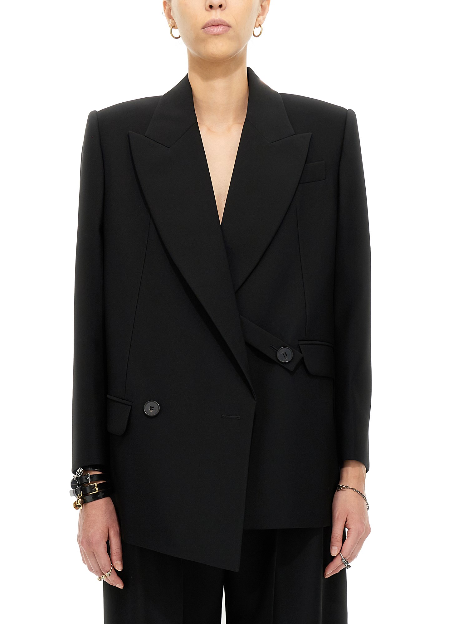 Shop Alexander Mcqueen Structured Double-breasted Jacket In Black