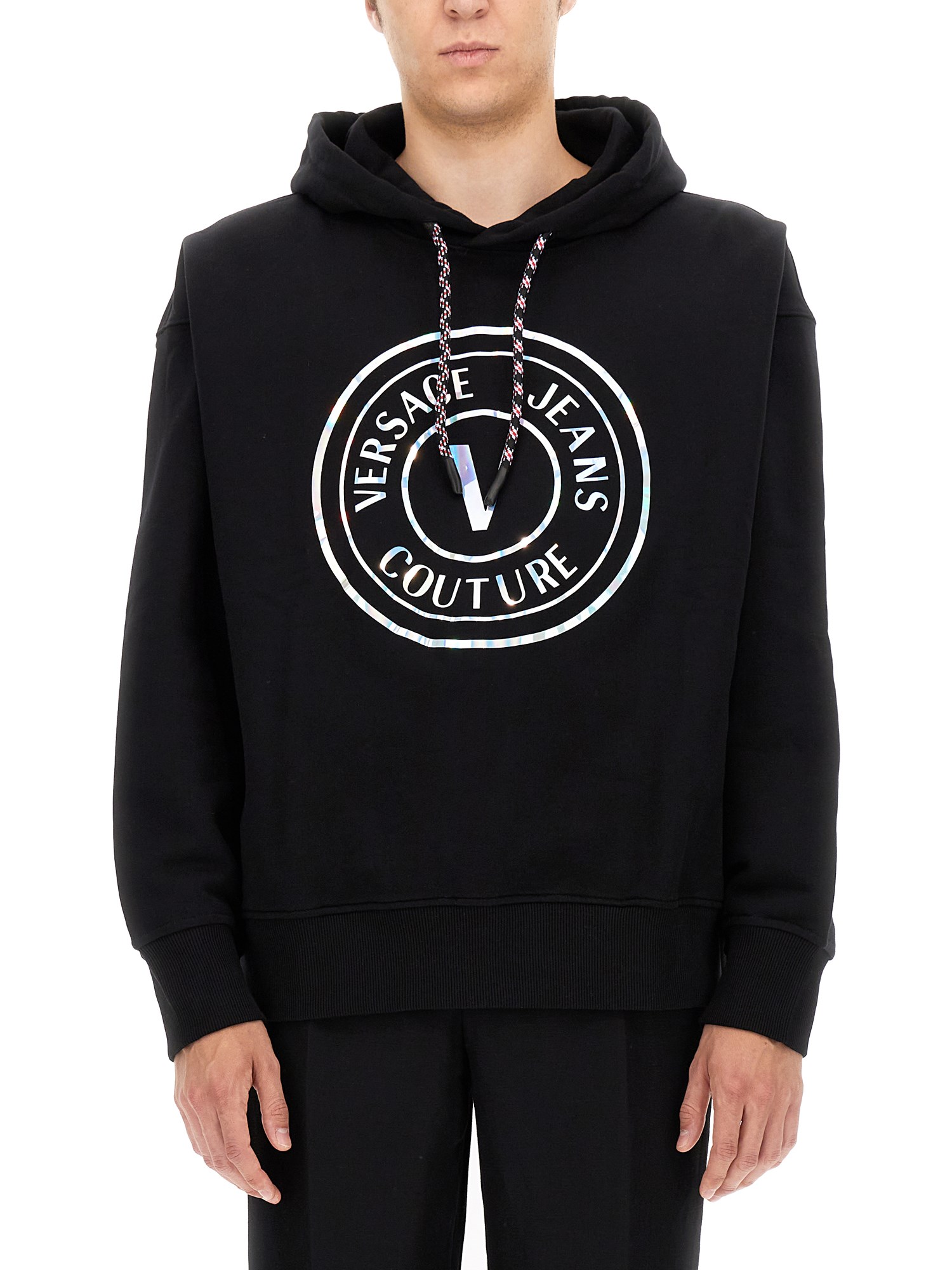 versace jeans couture sweatshirt with laminated logo