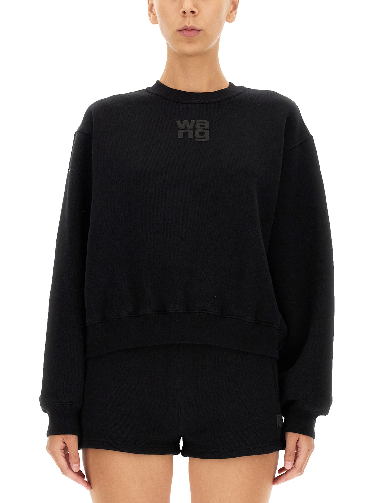 Alexander Wang T Sweatshirt With Embossed Logo In Black