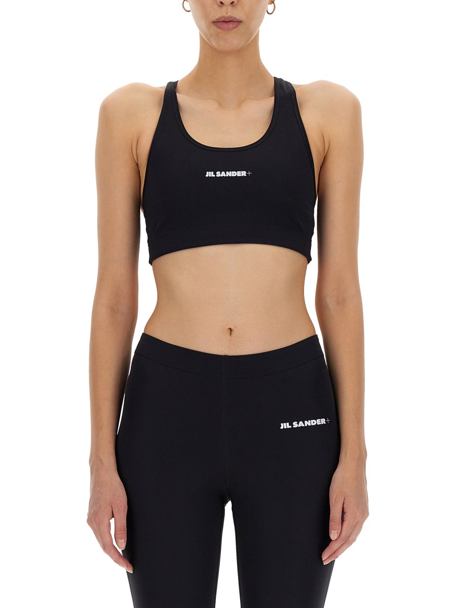 JIL SANDER CROP TOP IN NYLON CON LOGO