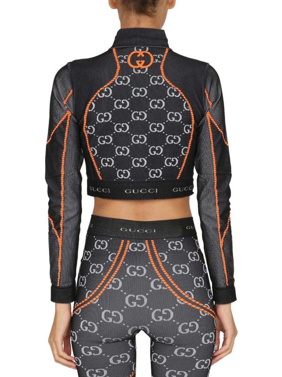 GUCCI TOP MANICHE LUNGHE JACQUARD GG IN TESSUTO TECNICO Eleonora Bonucci