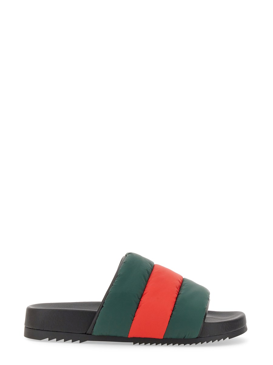 GUCCI PADDED SLIDER SANDAL WITH WEB RIBBON Eleonora Bonucci