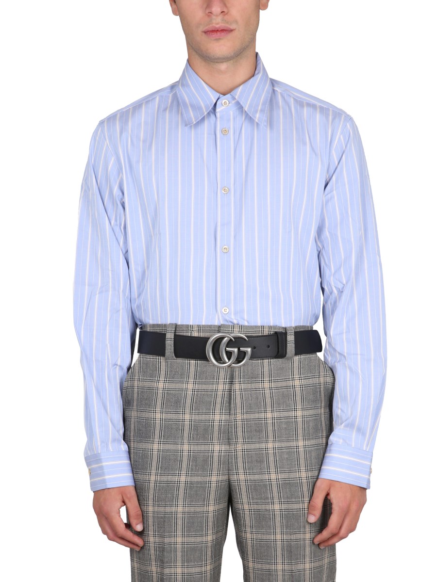 GUCCI - STRIPED COTTON SQUARE SHIRT - Eleonora Bonucci