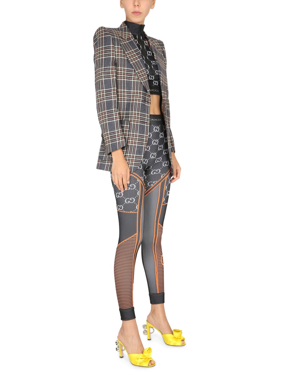 Shop GUCCI Embroidered Jersey Stirrup Leggings by runway_catalog