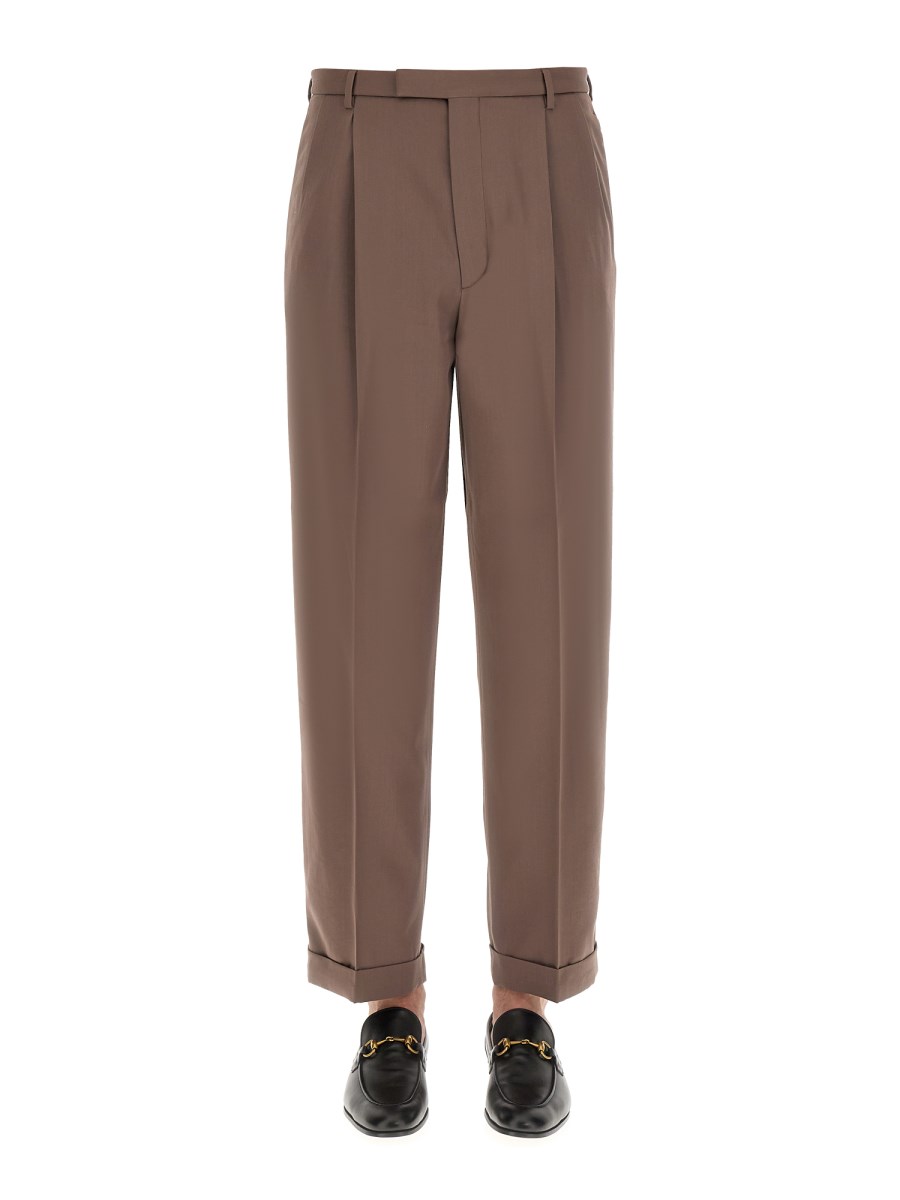 GUCCI PANTALONE IN LANA CON ETICHETTA GUCCI