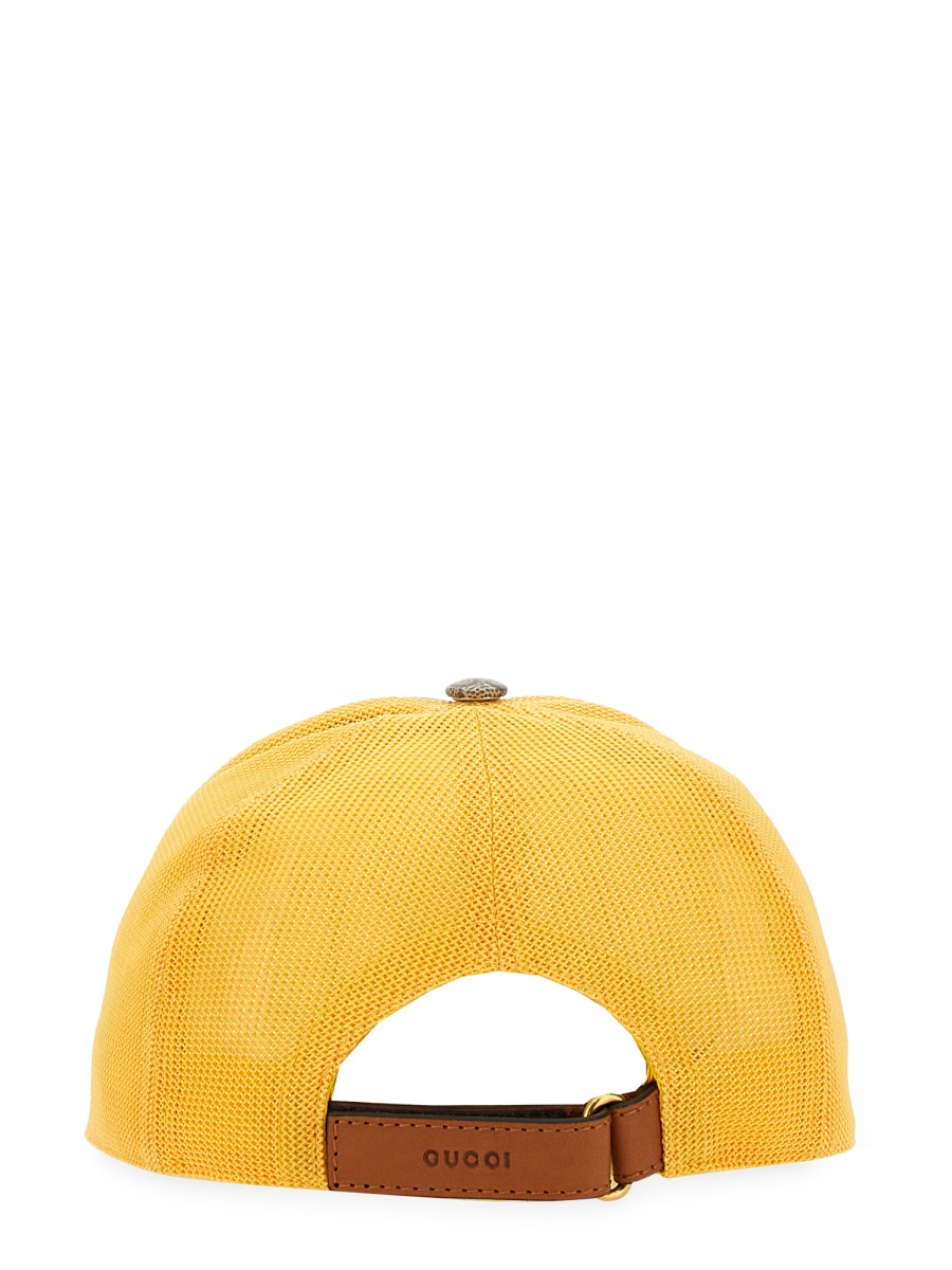 Jumbo GG Leather And Mesh Baseball Cap in Black - Gucci