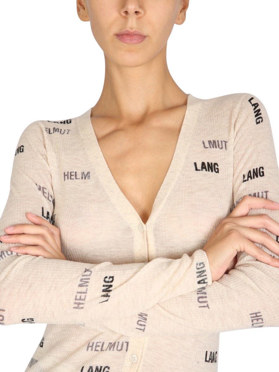 HELMUT LANG - WOOL CARDIGAN WITH ALL OVER LOGO - Eleonora HELMUT LANG - WOOL CARDIGAN WITH ALL OVER LOGO - Eleonora