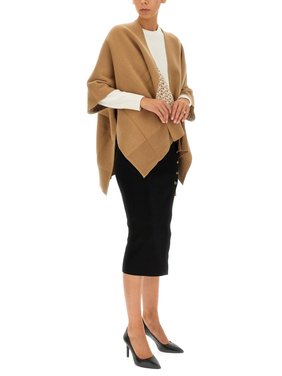 MICHAEL BY MICHAEL KORS - REVERSIBLE WOOL BLEND PONCHO WITH