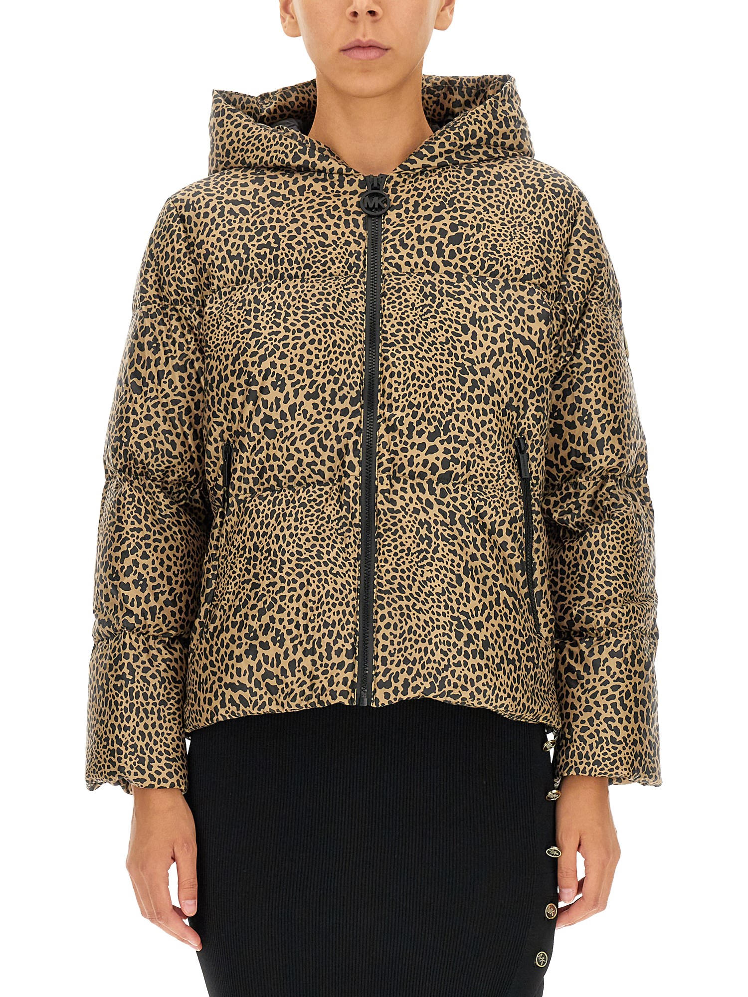 michael by michael kors down jacket with animal print