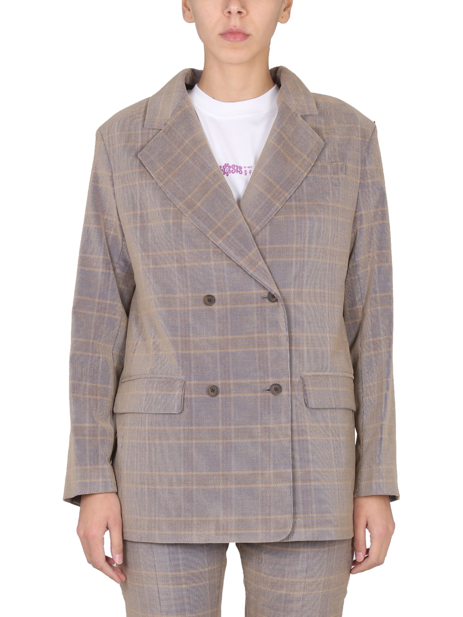 Mcq By Alexander Mcqueen Check Print Blazer In Beige