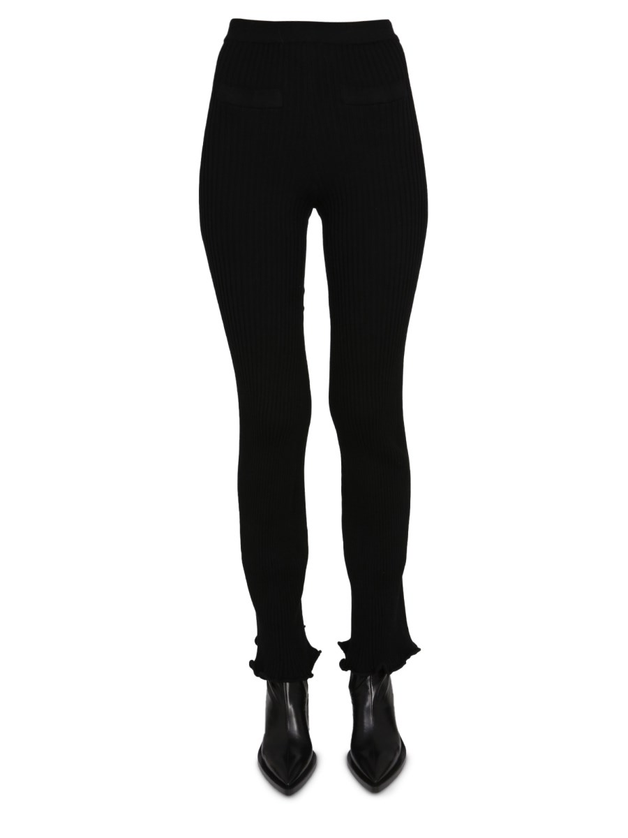 Black Cotton Flared Leggings, PANTEE