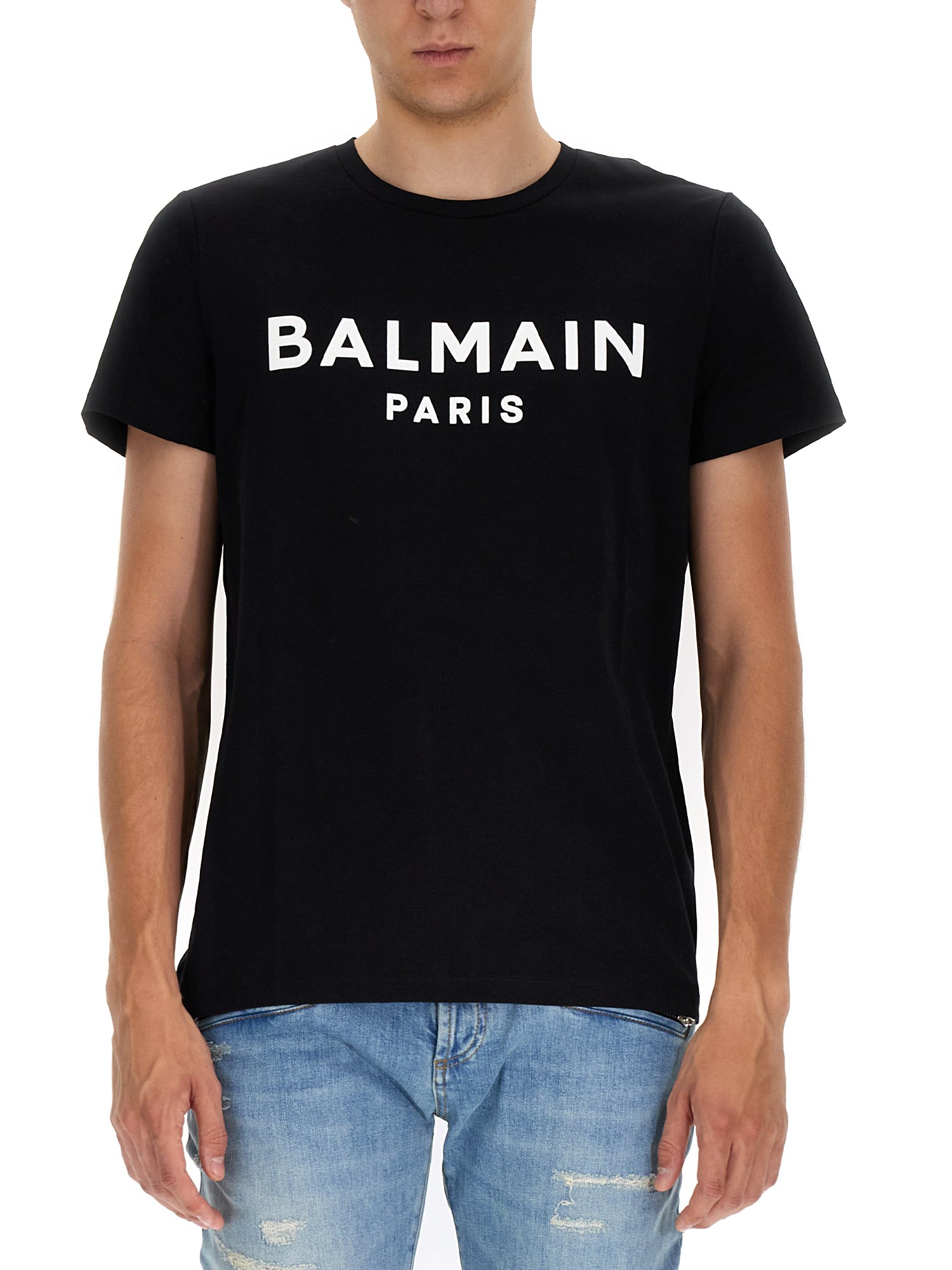 Balmain Logo Print T-shirt In Black | ModeSens