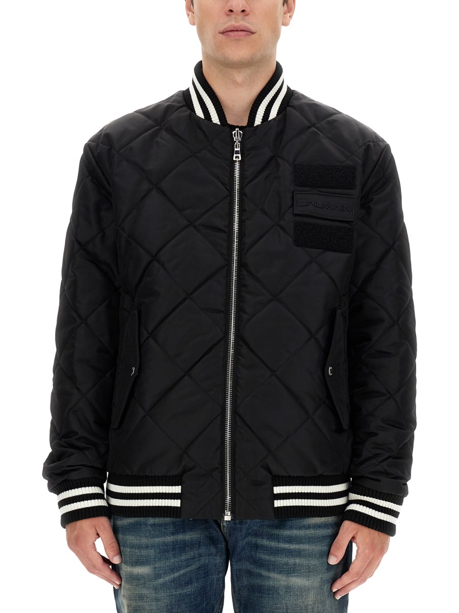 Reversible nylon bomber jacket with maxi monogram black - Men