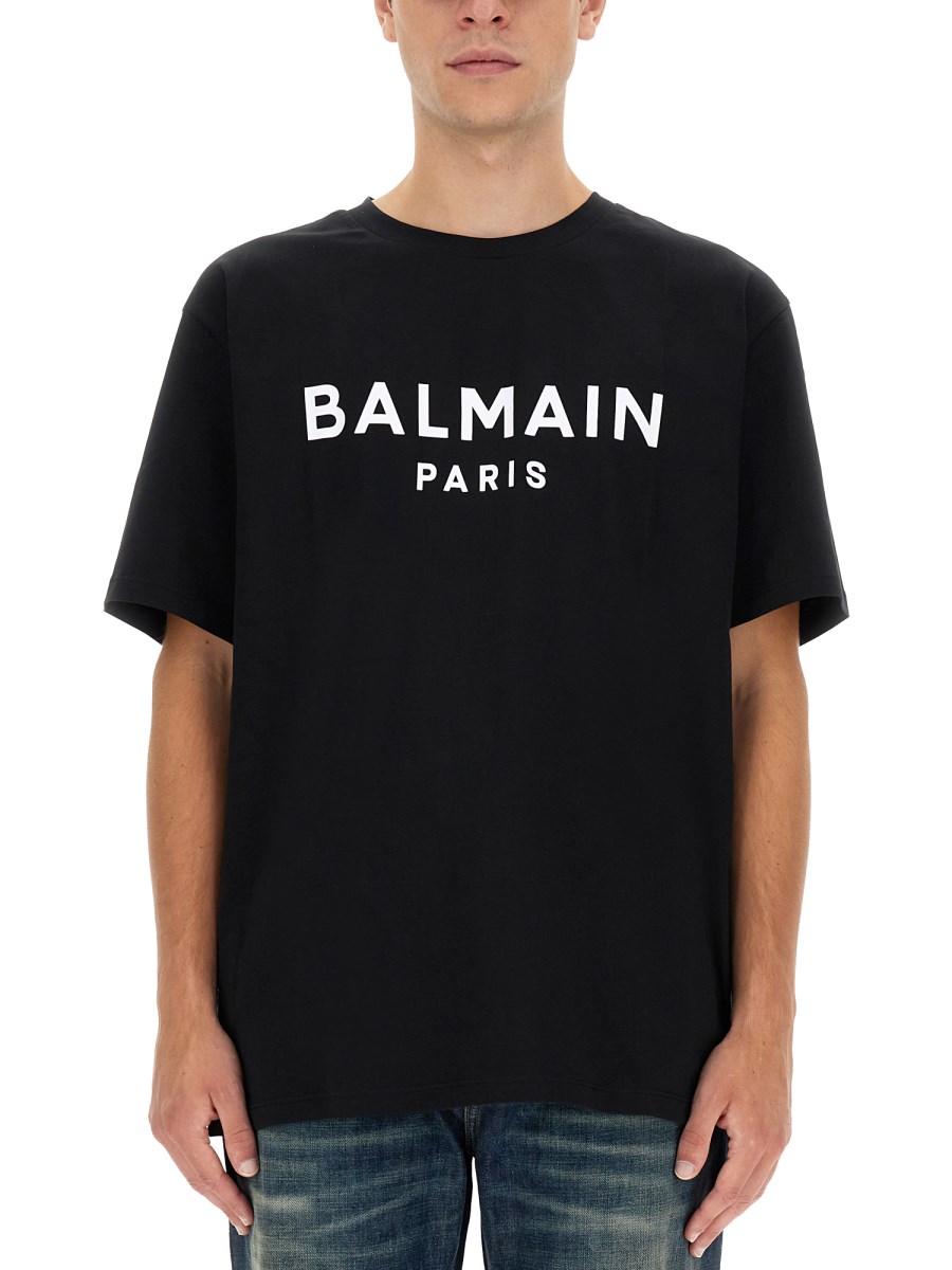 Balmain printed cotton jersey t shirt sale