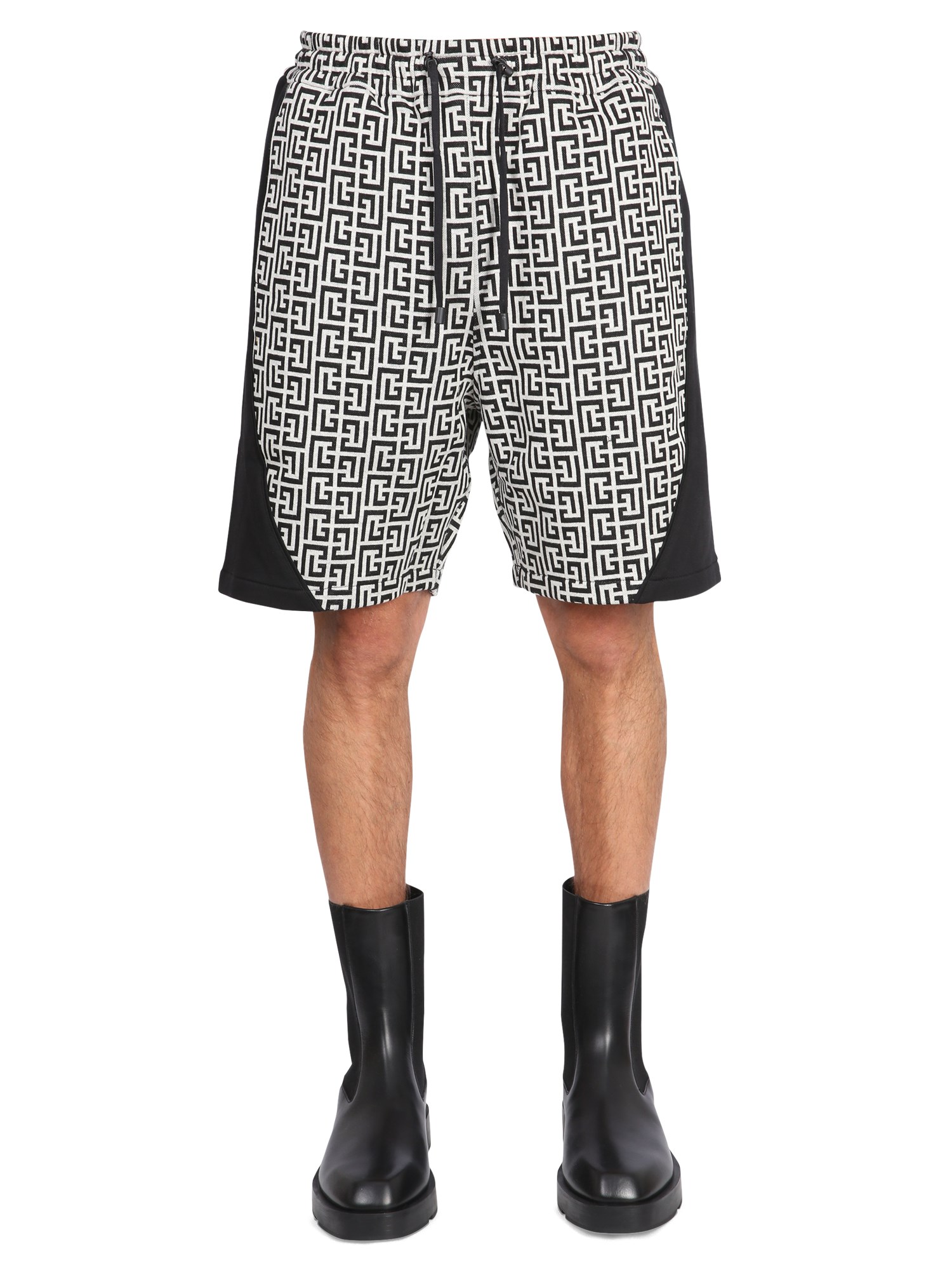 balmain monogram bermuda shorts