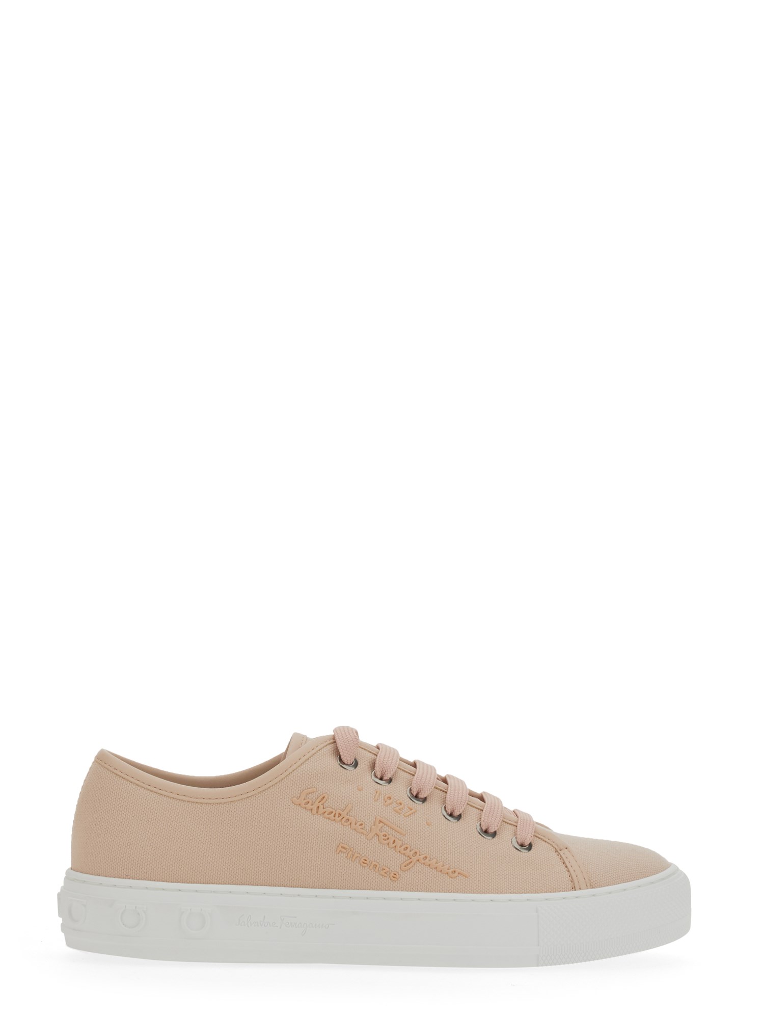 Shop Ferragamo Sneaker With Logo In Pink