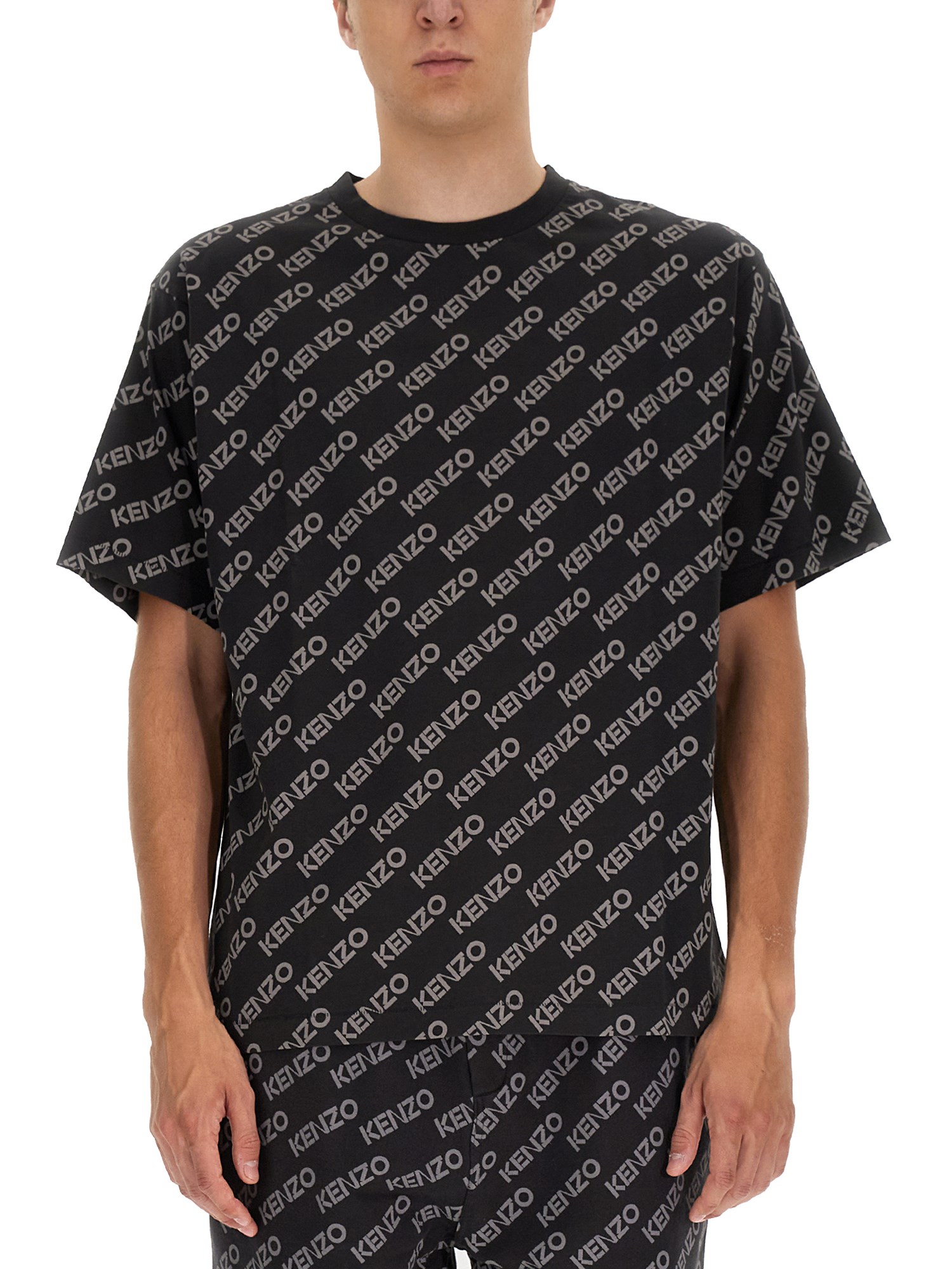 Kenzo Oversized T-shirt With Monogram Logo In Black | ModeSens