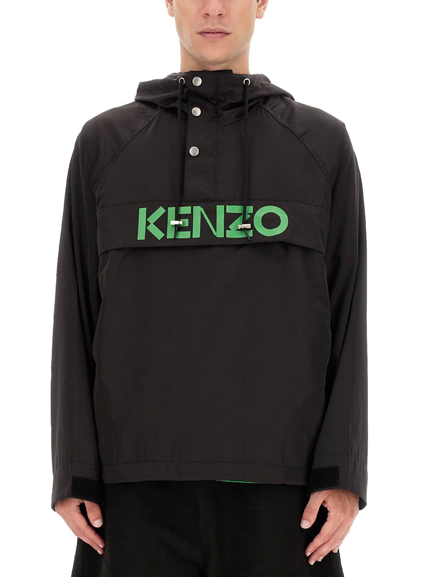 Shop Kenzo Windbreaker With Logo In Black