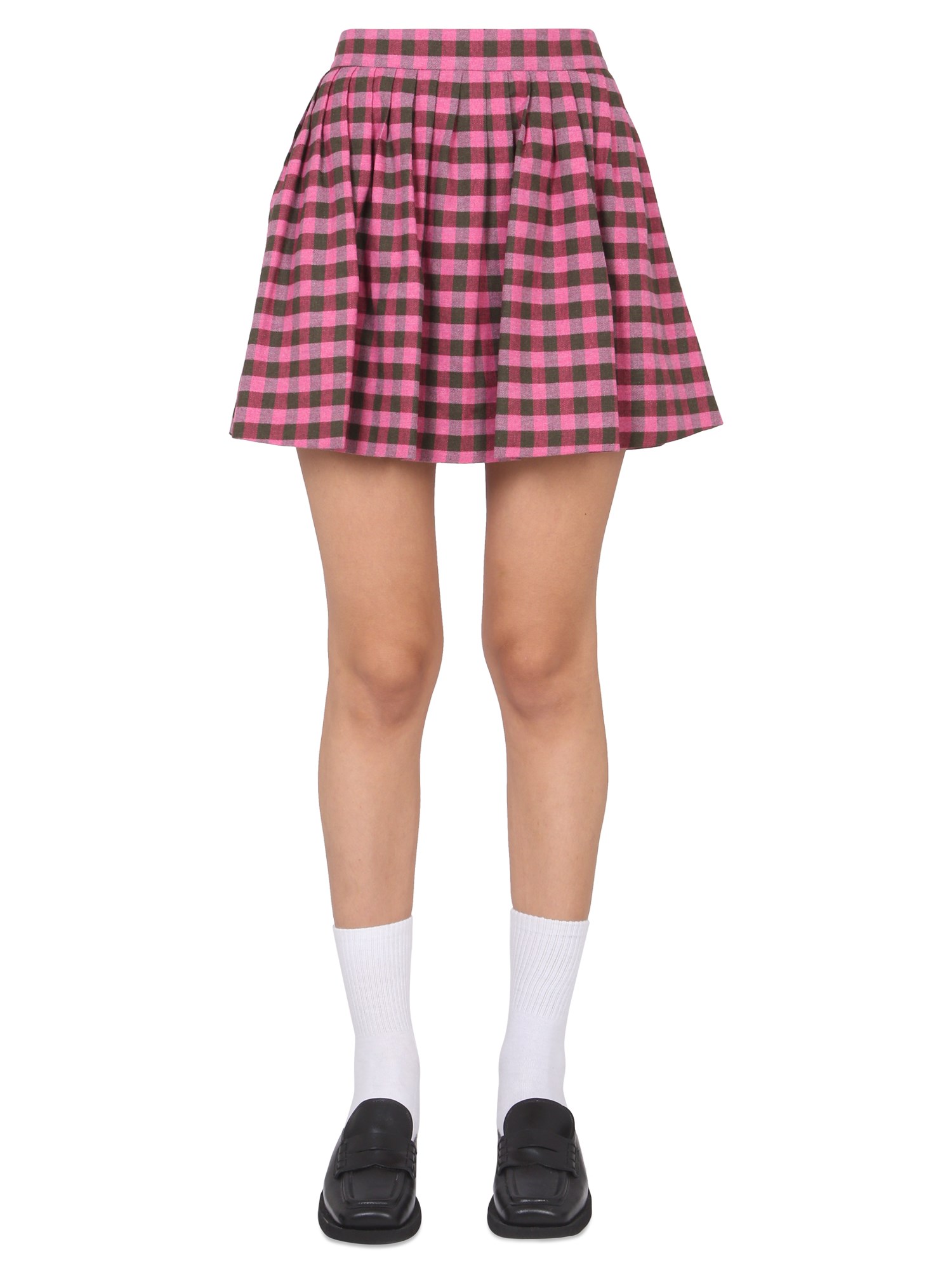 Kenzo High-waisted Check-pattern Skirt In Pink