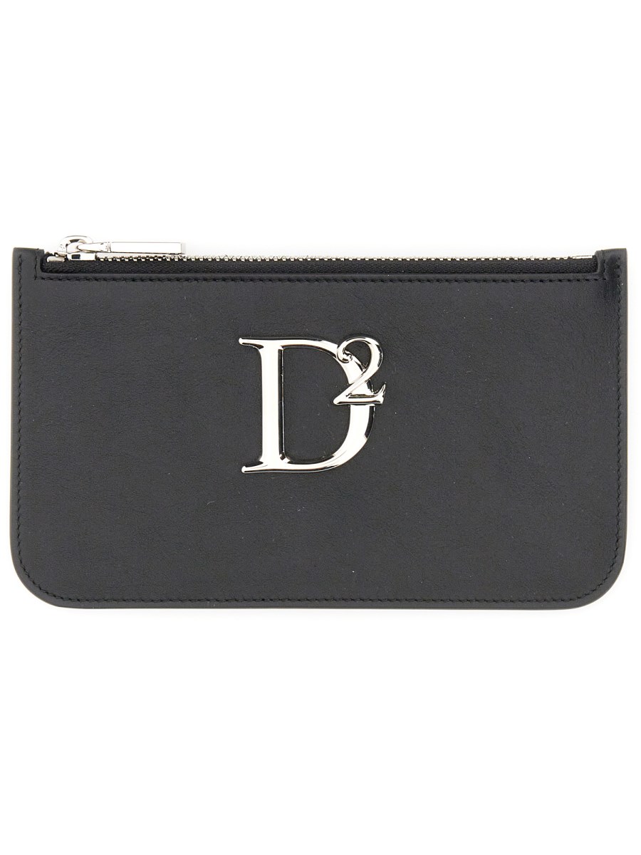 DSQUARED POUCH CON LOGO IN PELLE