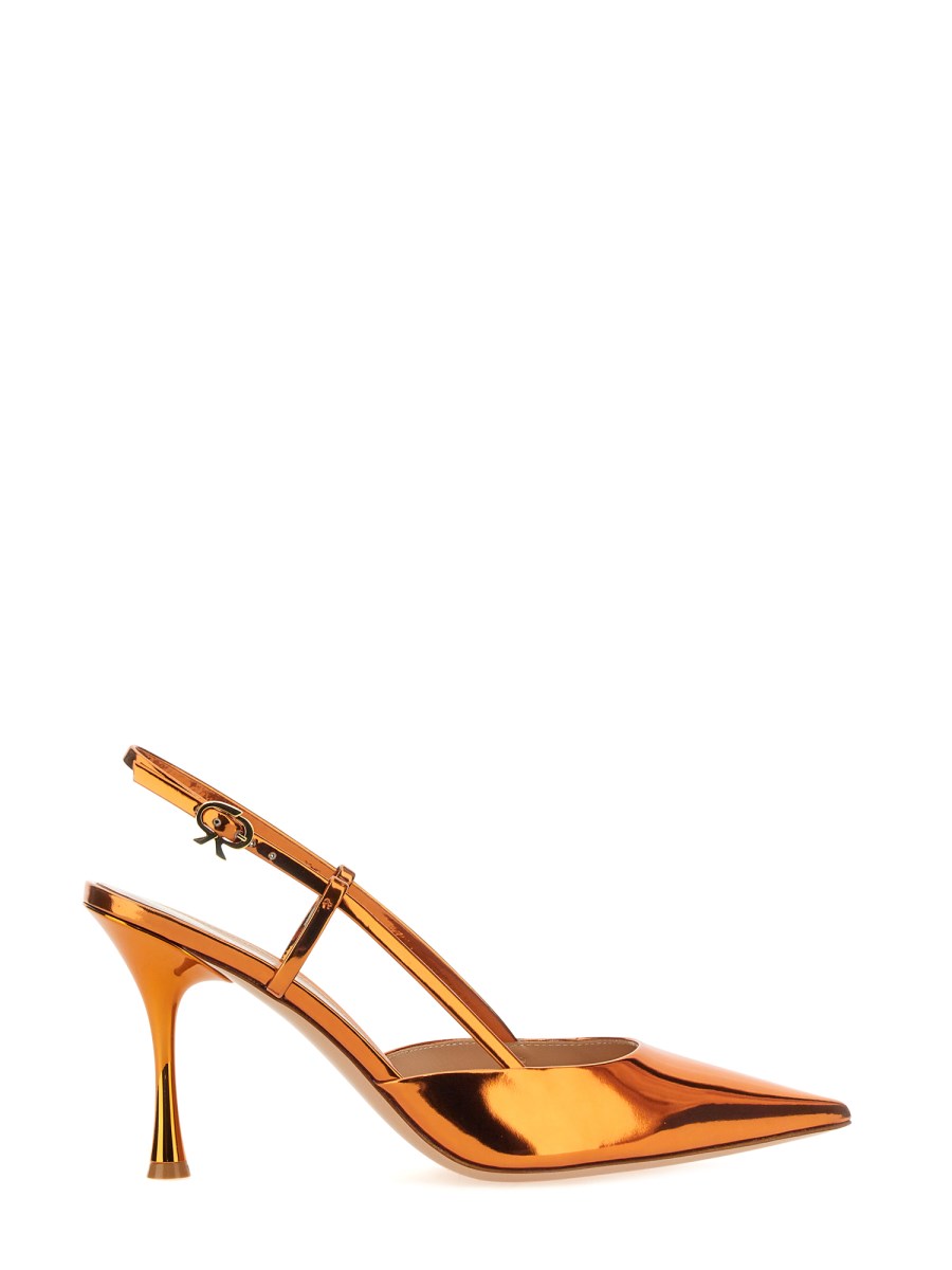 GIANVITO ROSSI SLINGBACK ASCENT IN PELLE METALLIZZATA