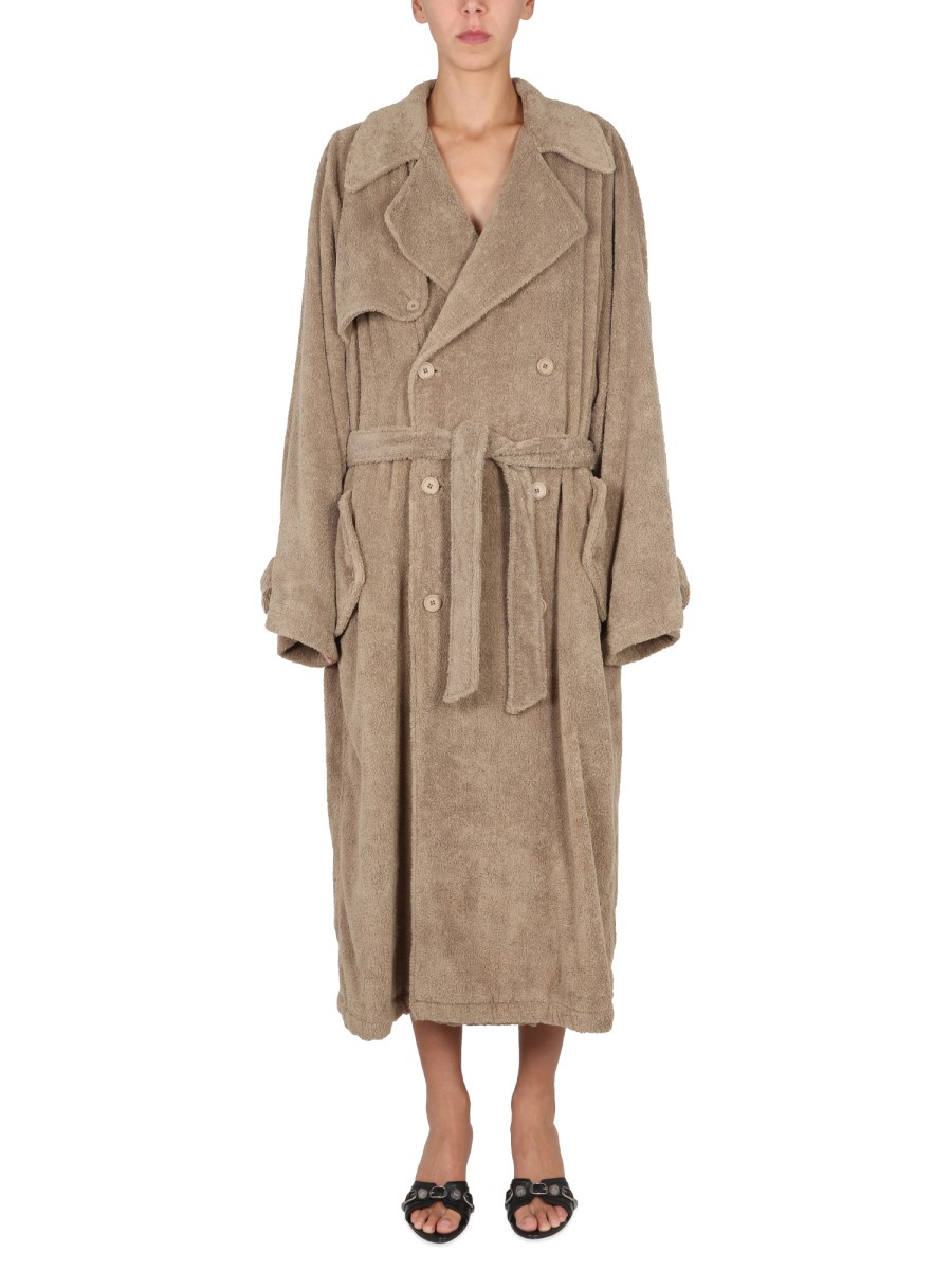 BALENCIAGA CAPPOTTO TOWEL TRENCH IN SPUGNA DI COTONE