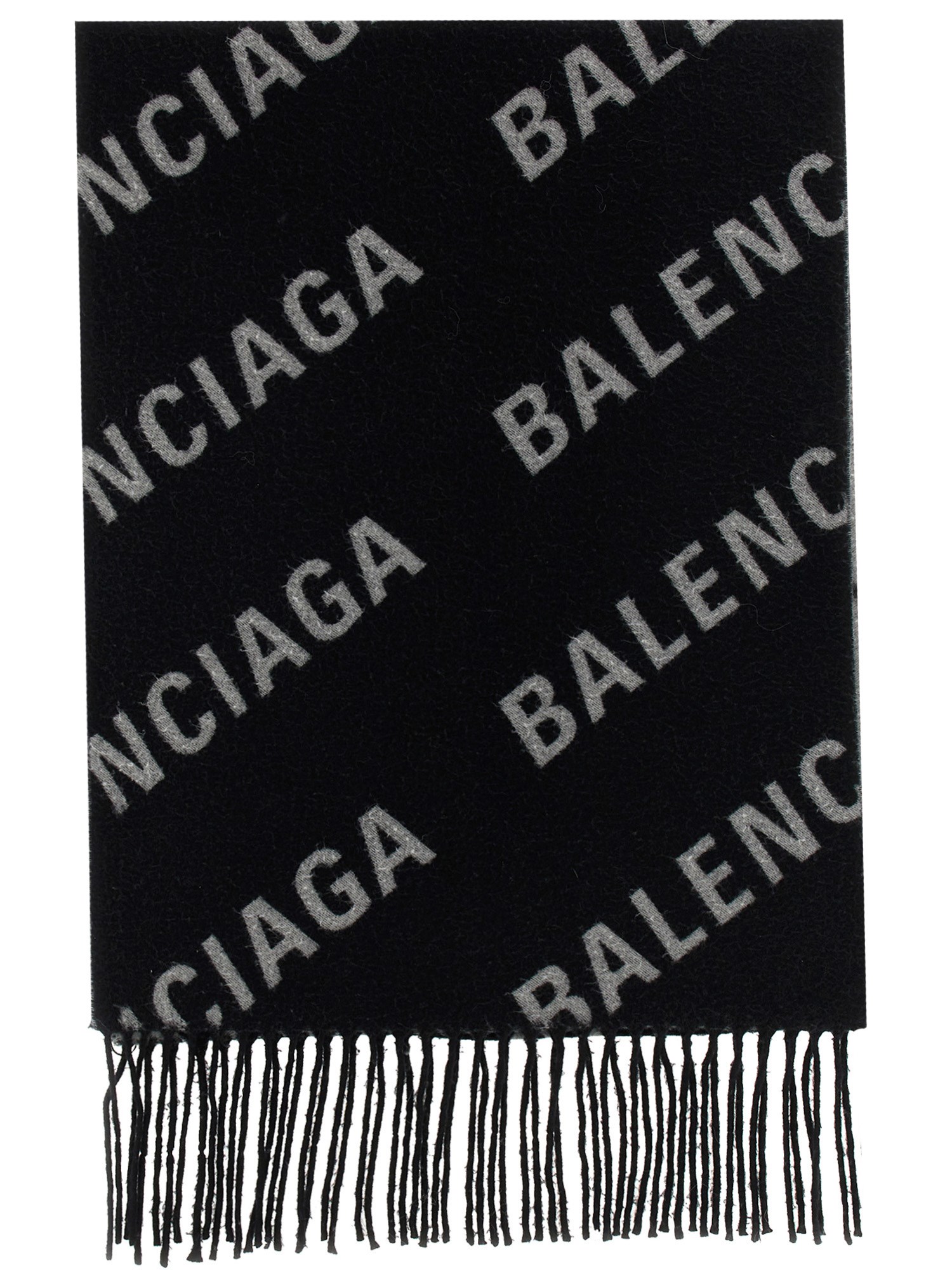 balenciaga wool scarf with logo