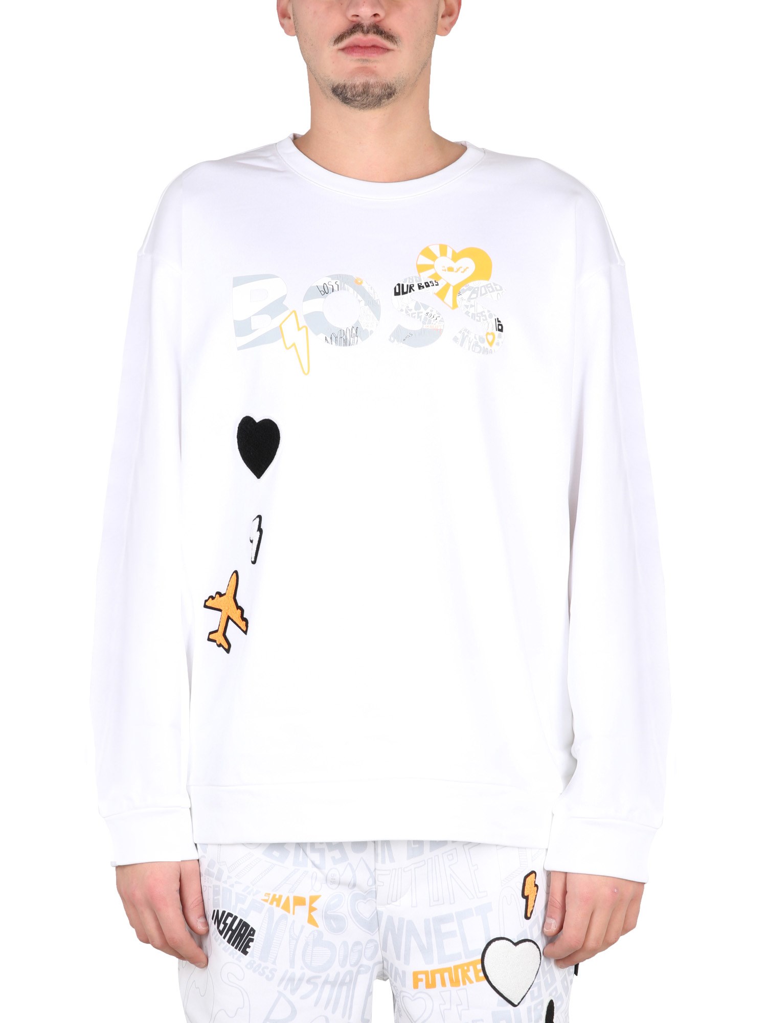 Shop Hugo Boss Salbo Lotus Sweatshirt In White