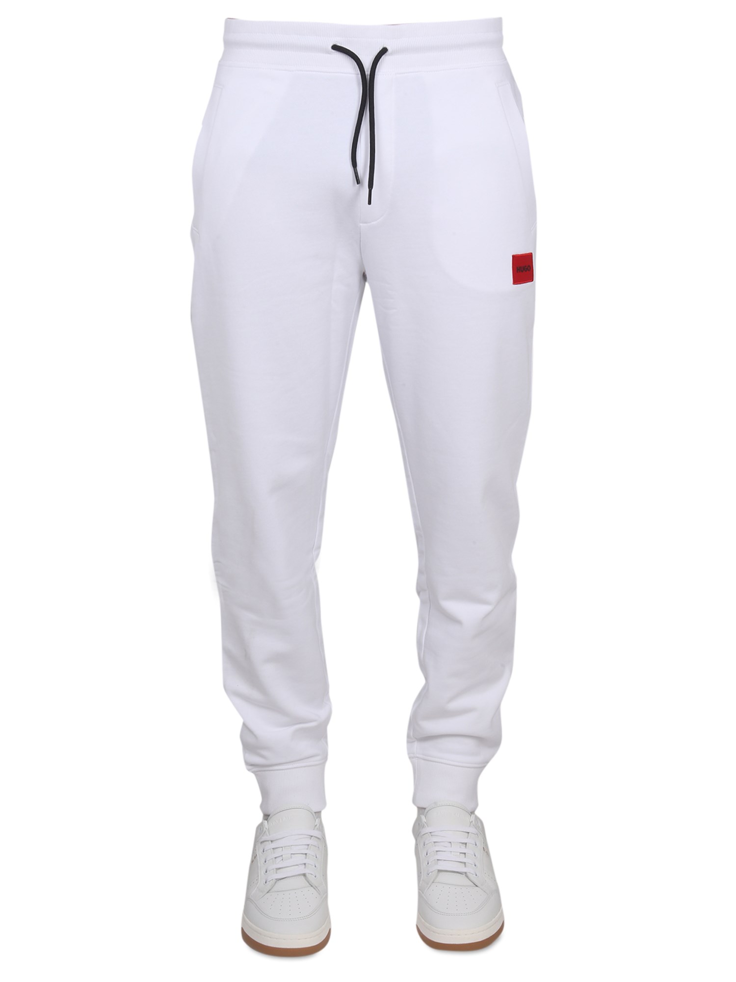 Hugo Jogger Pants With Logo Embroidery In White