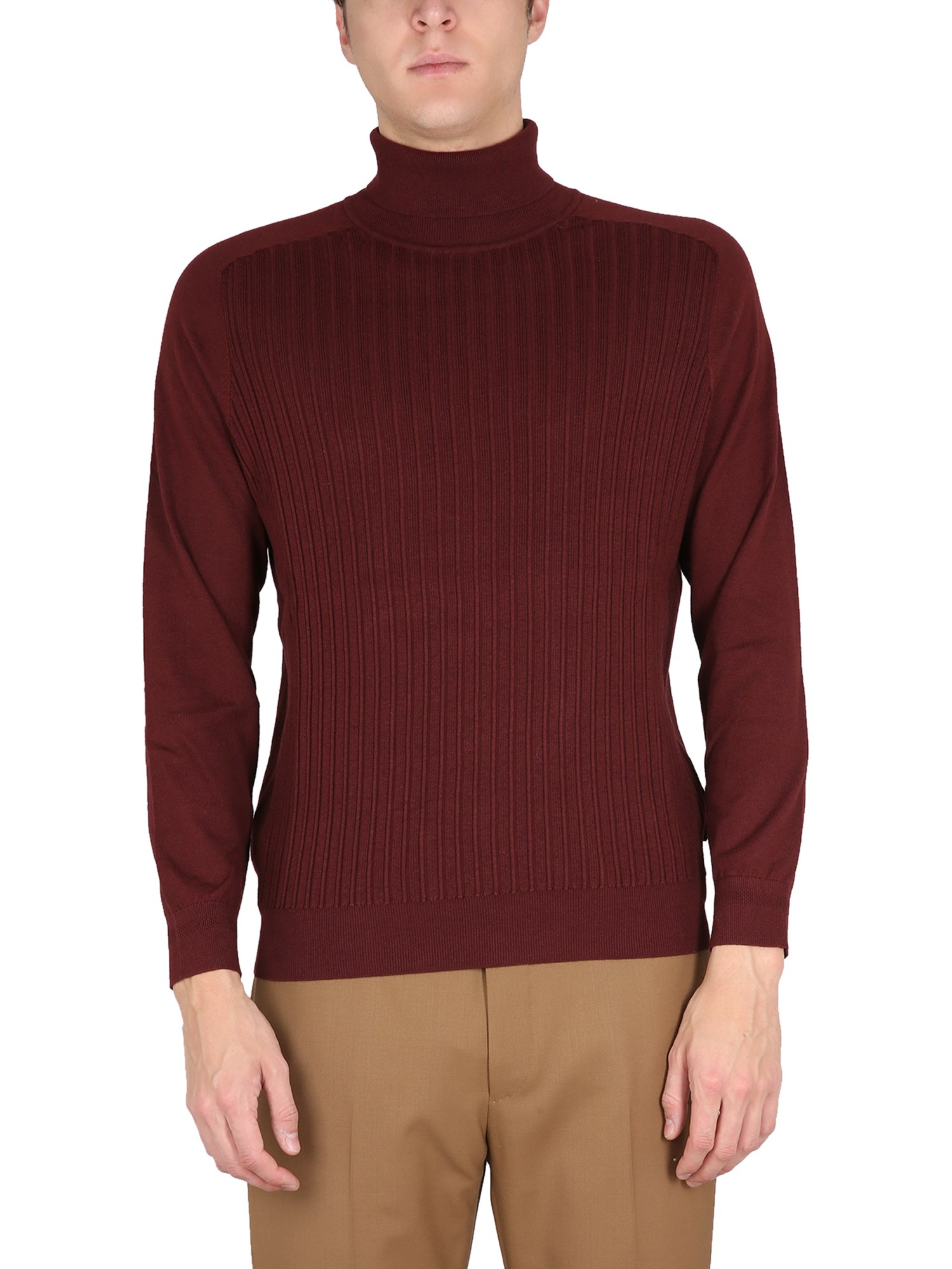 Shop Hugo Boss Rib Knit In Brown