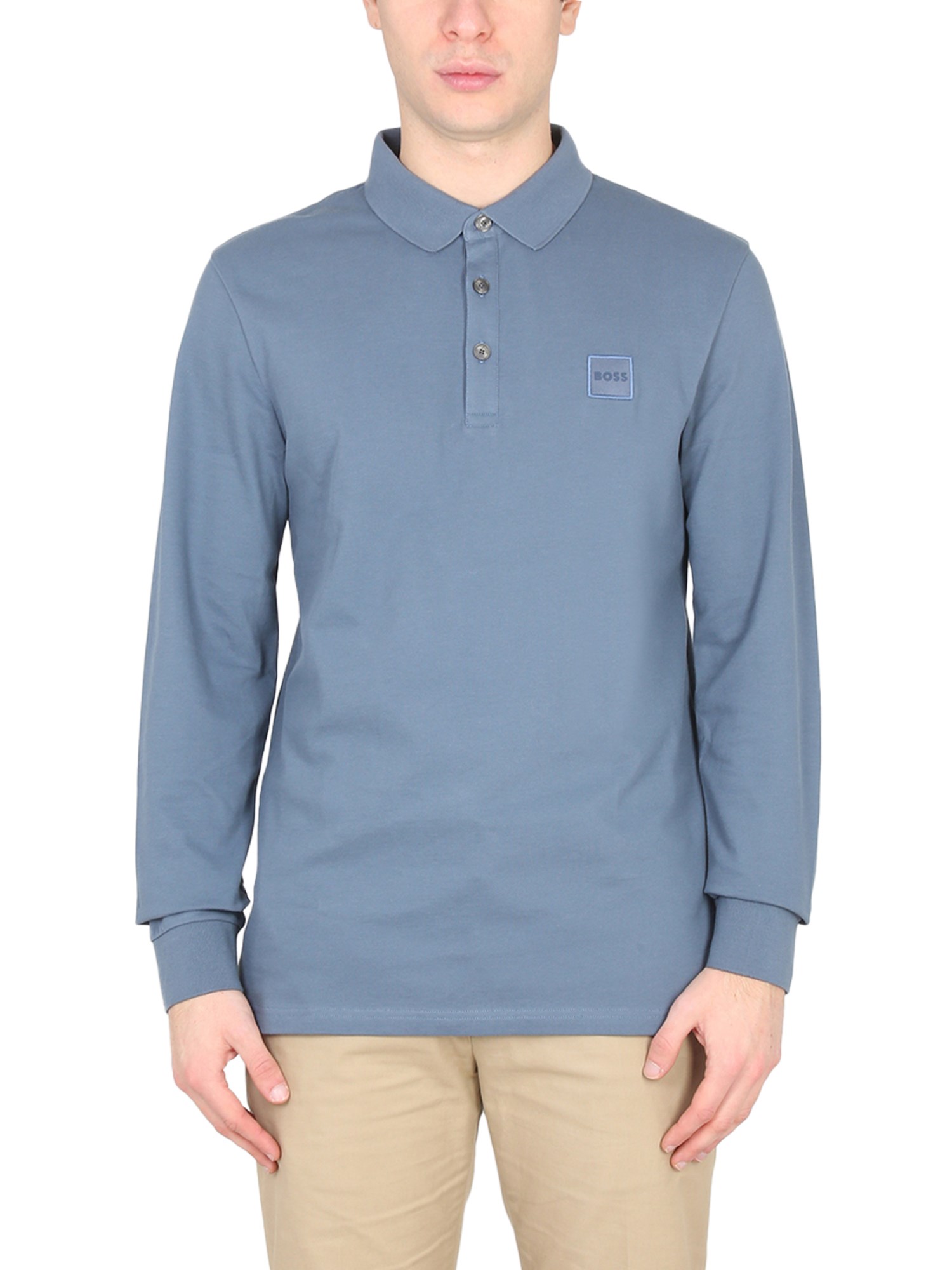Shop Hugo Boss Polo With Logo Patch In Blue