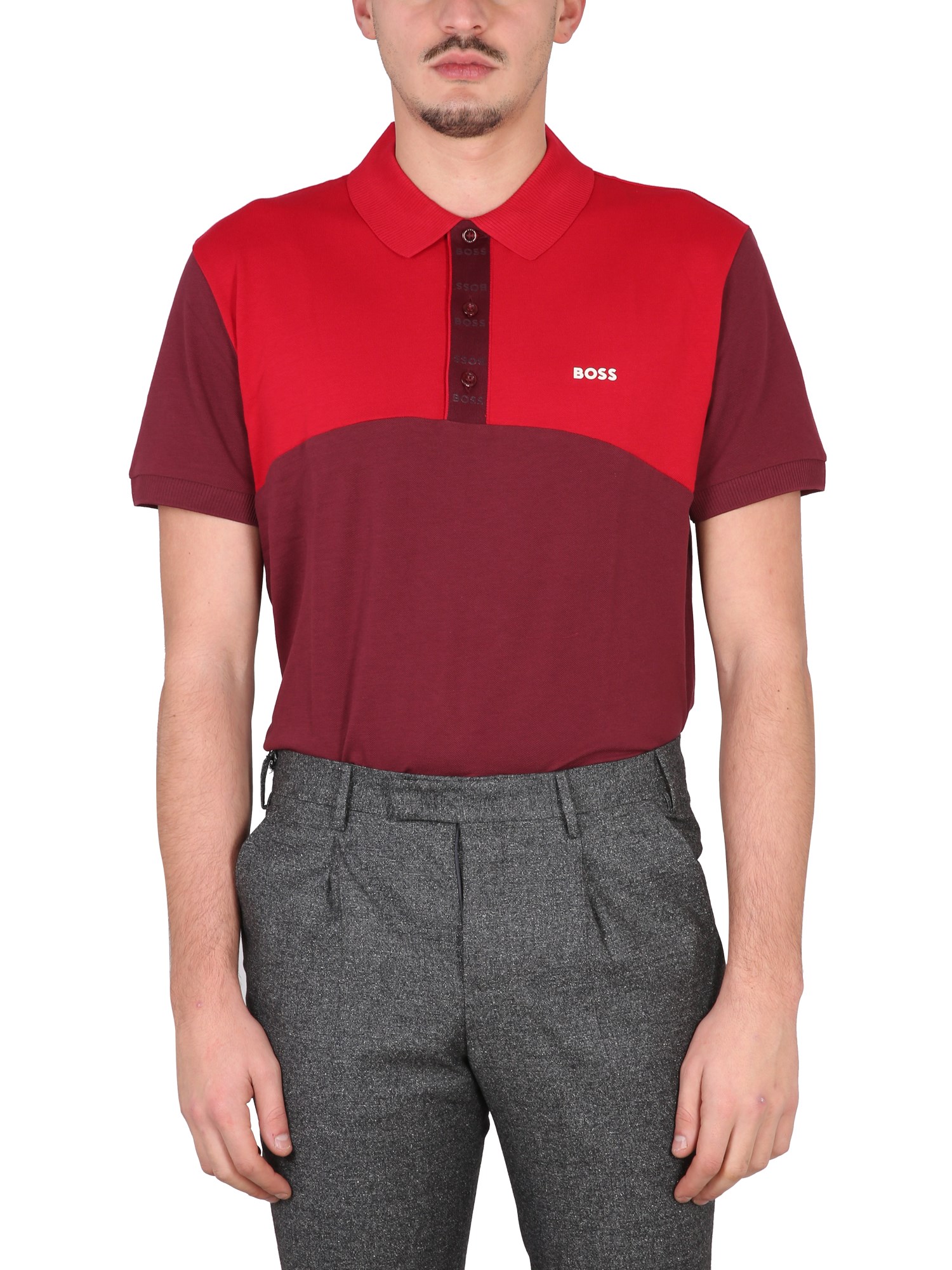 Shop Hugo Boss Polo With Logo In Bordeaux