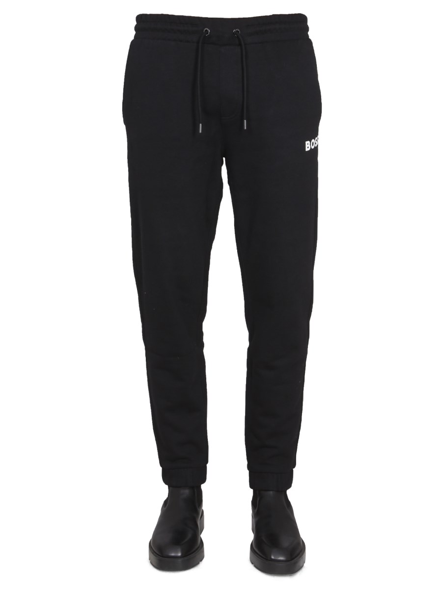 BOSS PANTALONE JOGGING IN FELPA DI COTONE CON LOGO