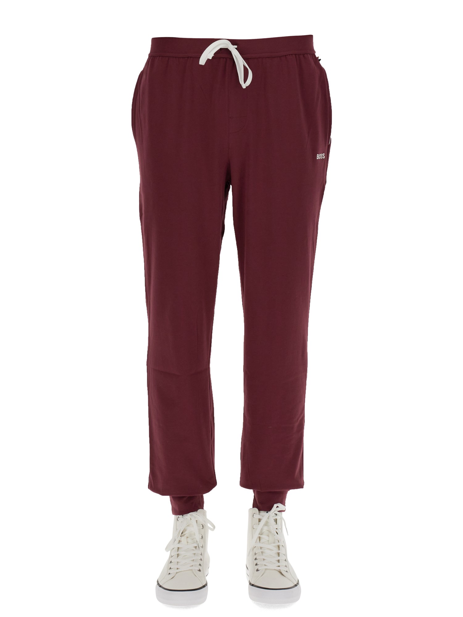 Hugo Boss Boss Jogging Pants With Logo Embroidery In Red
