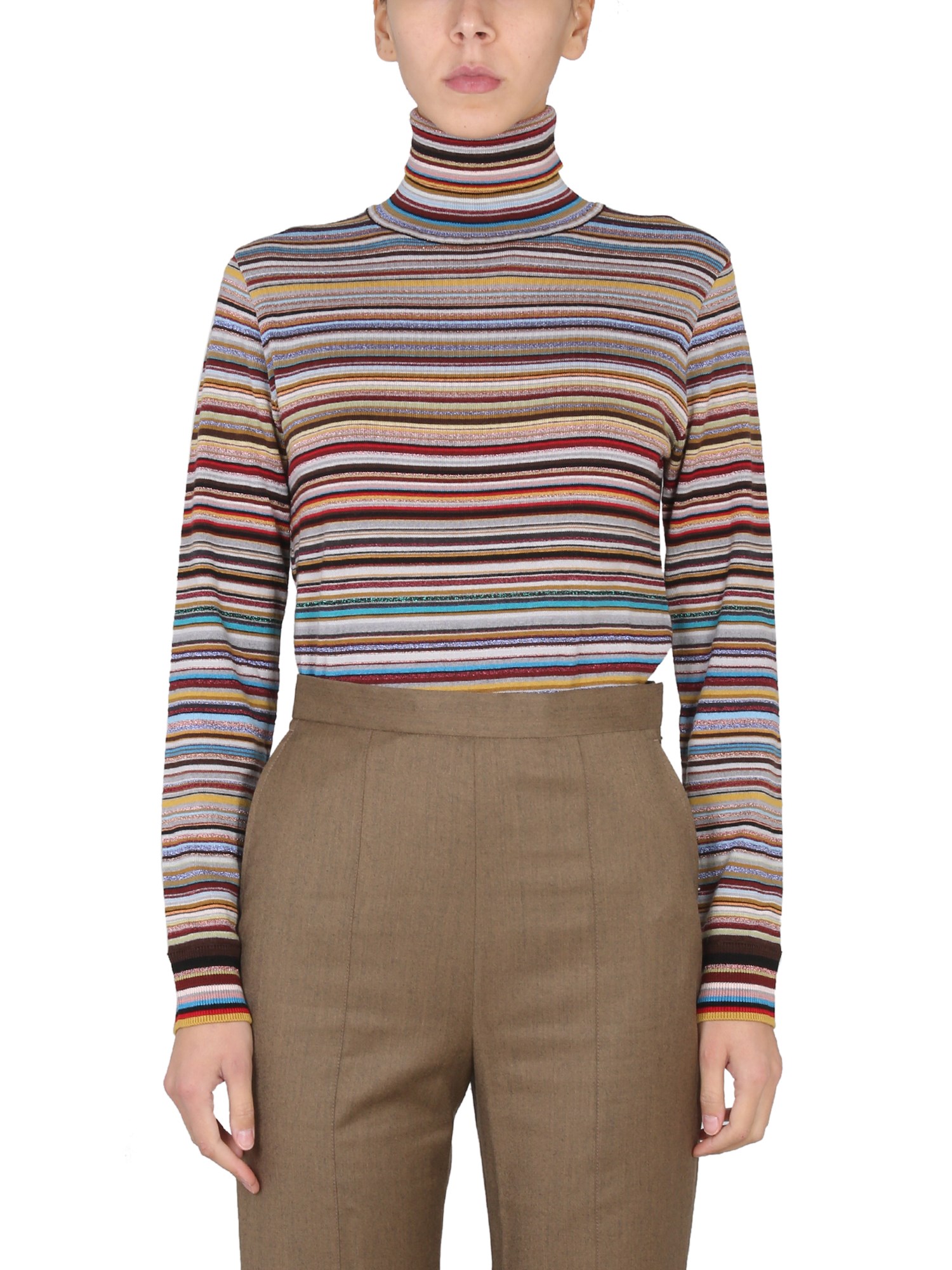 Paul Smith Roll-neck Stripe Jumper In Multicolour