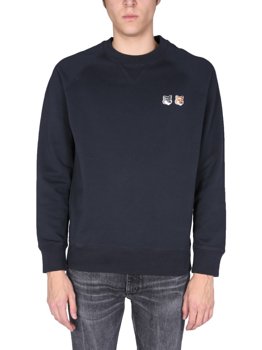 Maison kitsune double discount fox head sweatshirt