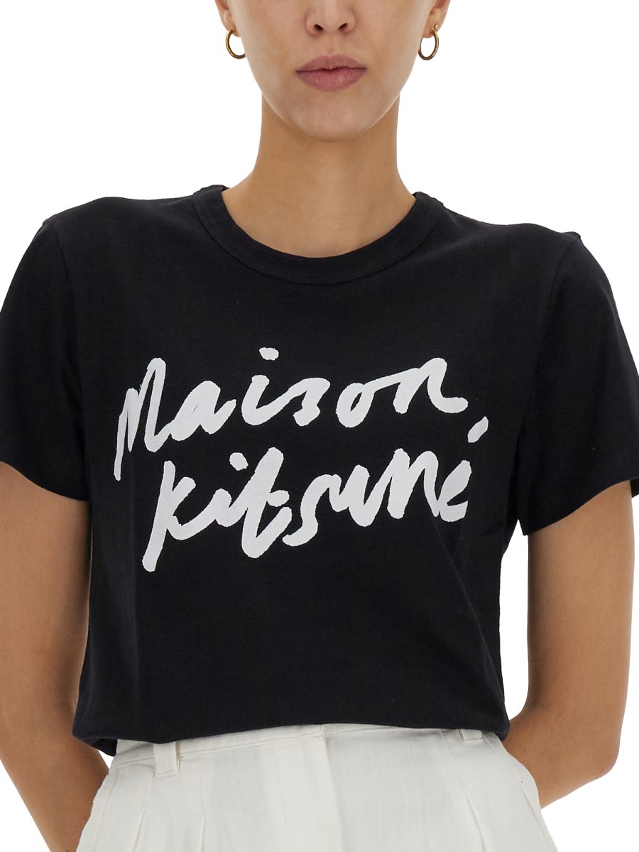 MAISON KITSUNÉ - HANDWRITING LOGO COTTON T-SHIRT - Eleonora