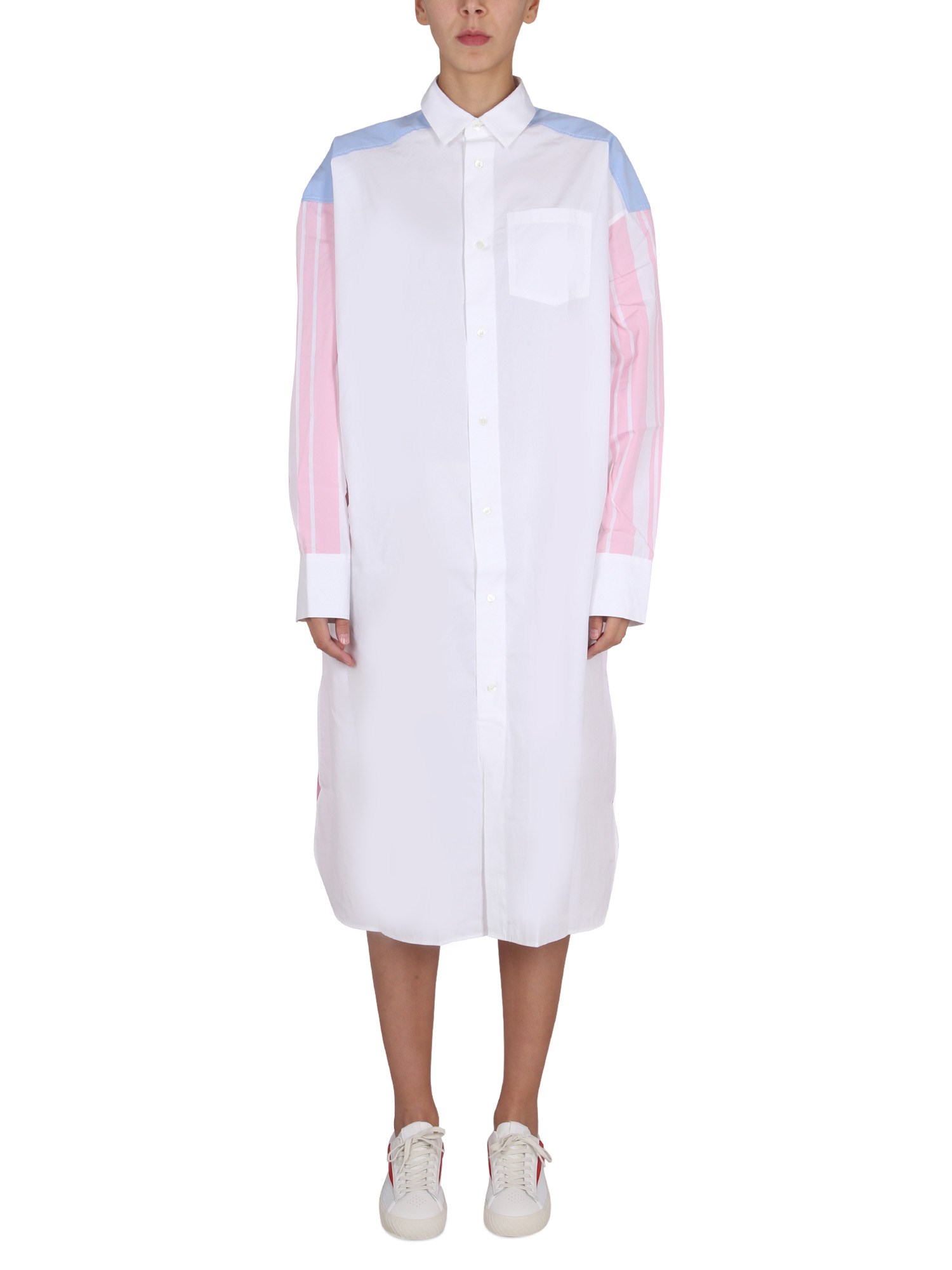 maison kitsuné colorblock shirt dress