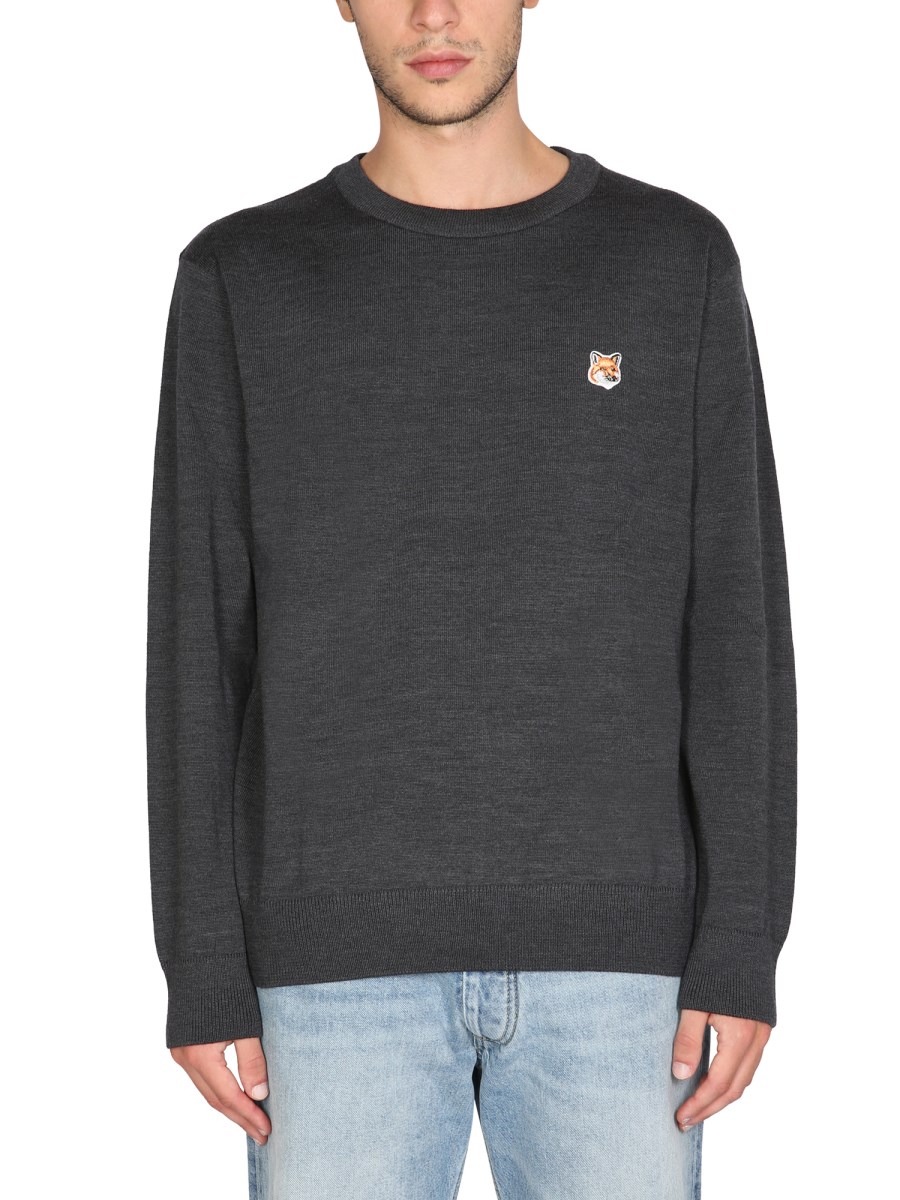 【送料&関税込】Maison KitsunAC Fox Head Wool Sweater MAISON KITSUNE - Men Tonal Fox Head Patch Comfort Ribbed