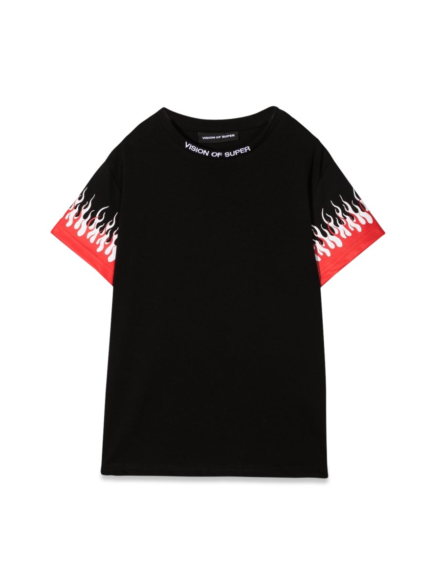 BLACK KIDS TSHIRT WITH DOUBLE FLAME