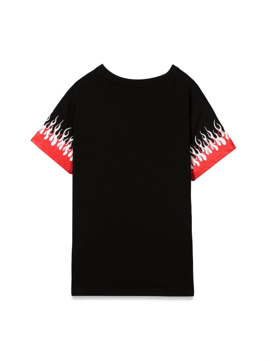 BLACK KIDS TSHIRT WITH DOUBLE FLAME